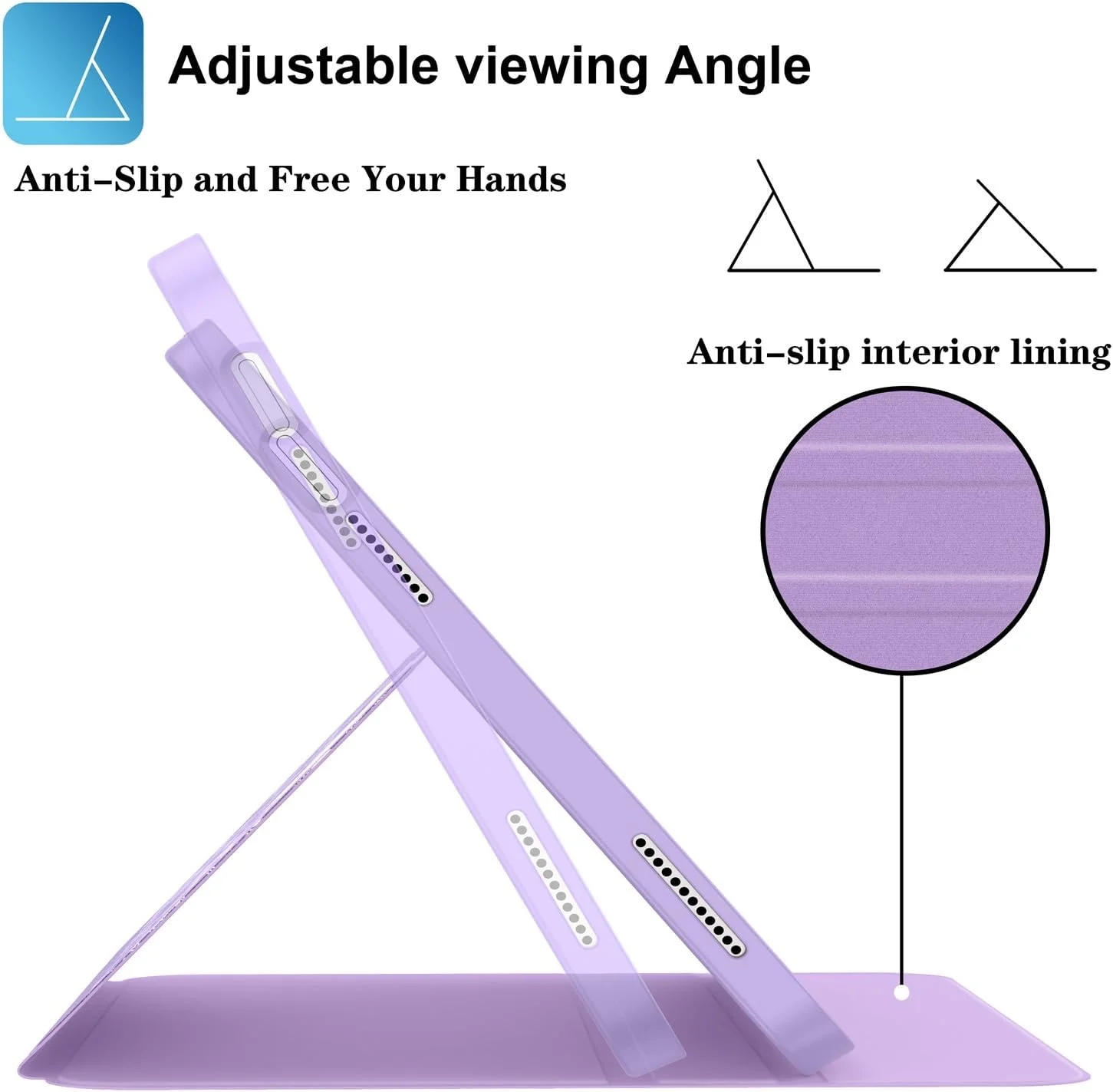 کاور Supveco برای آیپد نسل 10، 10.9 اینچ 2022 با جای قلم - [پشتیبانی از Apple Pencil نسل 1 + حالت خواب/بیدار خودکار]، کاور استند فولیو ممتاز با پوشش پشتی TPU نرم برای آیپد نسل 10 - طرح کتاب بنفش یاسی