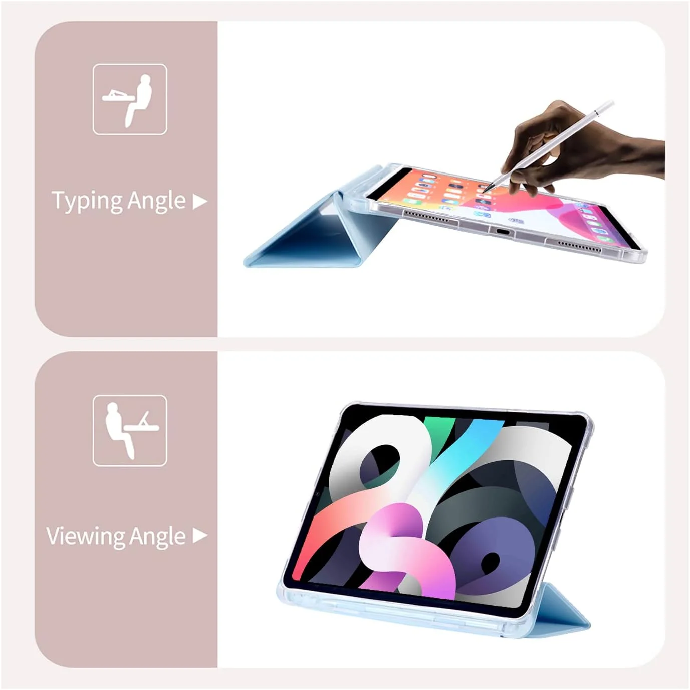 کیف آیپد نسل 10 مدل LuminousGuard با طرح پاپیون کاوایی، مناسب آیپد 10.9 اینچی 2022، دارای جای قلم، حالت خواب/بیدار خودکار، جلد پشتی چرمی آبی با TPU نرم کیف آیپد نسل 10 مدل LuminousGuard با طرح پاپیون کاوایی، مناسب آیپد 10.9 اینچی 2022، دارای جای قلم، حالت خواب/بیدار خودکار، جلد پشتی چرمی آبی با TPU نرم