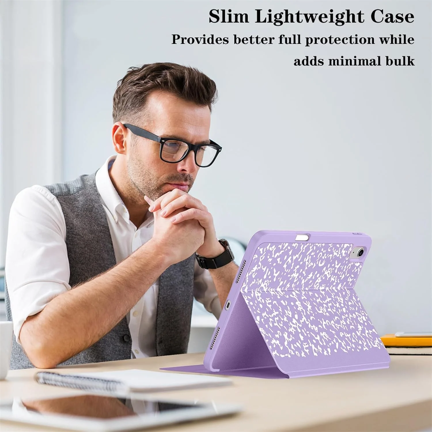 کاور Supveco برای آیپد نسل 10، 10.9 اینچ 2022 با جای قلم - [پشتیبانی از Apple Pencil نسل 1 + حالت خواب/بیدار خودکار]، کاور استند فولیو ممتاز با پوشش پشتی TPU نرم برای آیپد نسل 10 - طرح کتاب بنفش یاسی