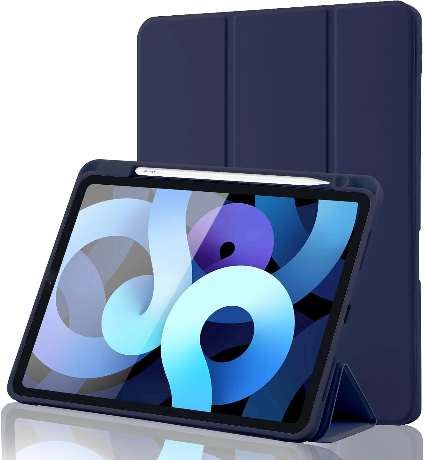 کاور آیپد ایر 11 اینچ 2024 / ایر نسل ششم، پنجم، چهارم 2022/2020 10.9 اینچ با جای قلم، کاور هوشمند استند، پشتیبانی از شارژ قلم اپل با قابلیت بیدار شدن/خواب خودکار - آبی تیره