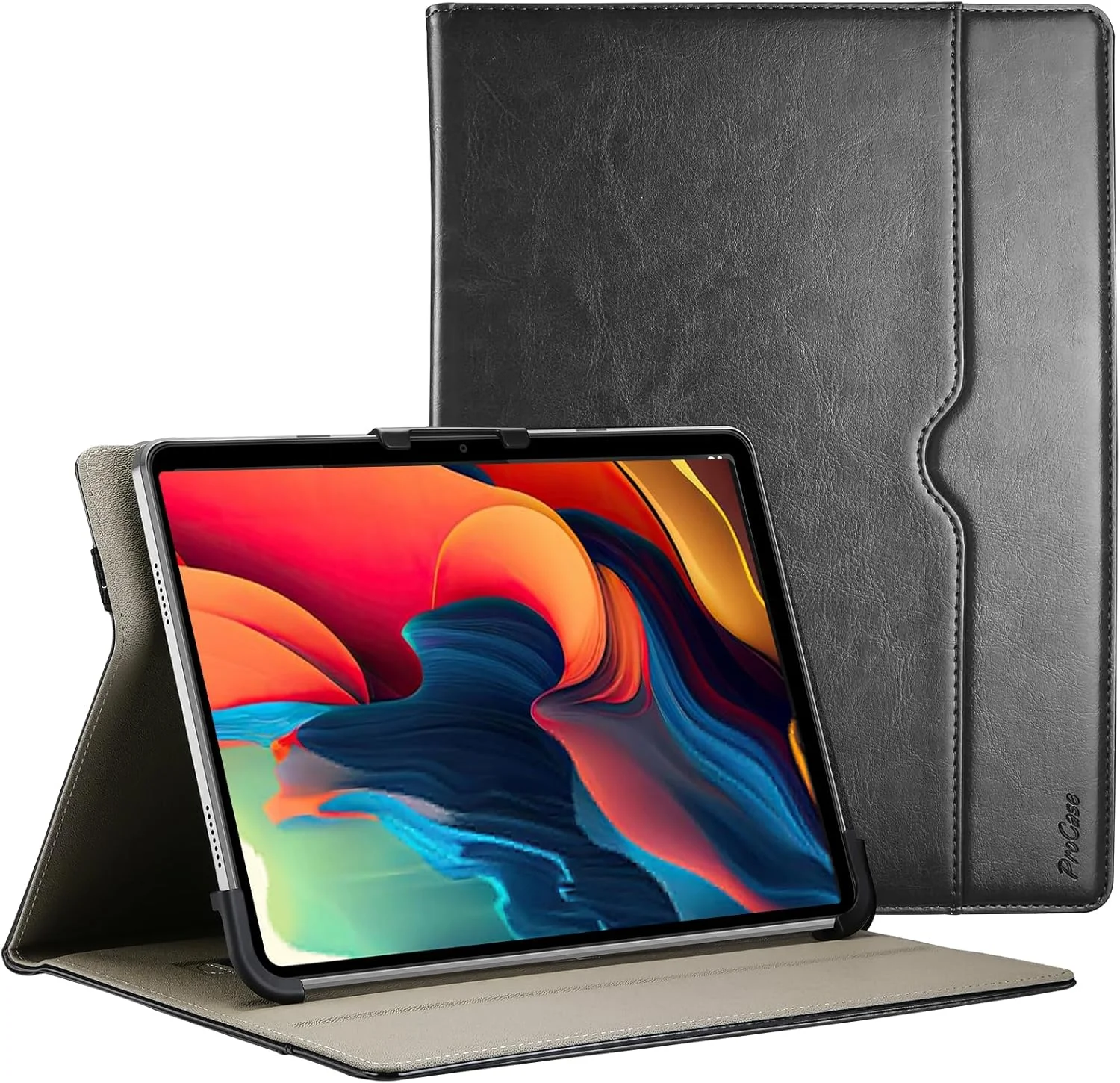 کیف تبلت یونیورسال ProCase سایز 9 تا 11 اینچ، جلد چرمی PU با کیفیت عالی، کاور محافظ با زوایای دید چندگانه و نگهدارنده قلم برای تبلت های 9 تا 11 اینچی - مشکی