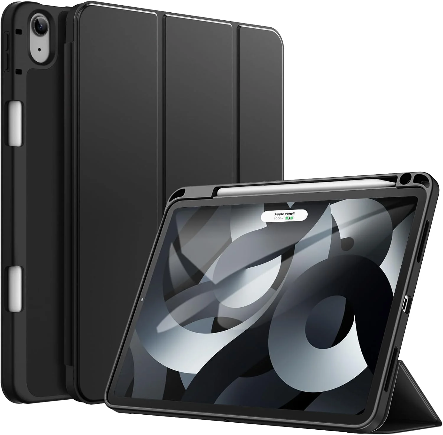 کاور JETech برای آیپد ایر ۱۱ اینچی M3/M2 (۲۰۲۵/۲۰۲۴)، آیپد ایر ۵/۴ (۲۰۲۲/۲۰۲۰ نسل پنجم/چهارم ۱۰.۹ اینچی) با نگهدارنده قلم، کاور باریک تبلت با پشت TPU نرم، قابلیت بیدار شدن/به خواب رفتن خودکار (مشکی)