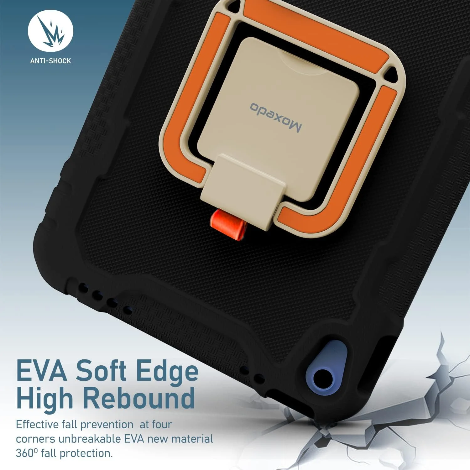 کاور محافظ کودکانه و مقاوم Moxedo از جنس EVA سیلیکونی، ضد ضربه با استند تاشو و چرخان 360 درجه و دسته و جای مداد، سازگار با Apple iPad 2022 (نسل 10) 10.9 اینچ (مشکی) کاور محافظ کودکانه و مقاوم Moxedo از جنس EVA سیلیکونی، ضد ضربه با استند تاشو و چرخان 360 درجه و دسته و جای مداد، سازگار با Apple iPad 2022 (نسل 10) 10.9 اینچ (مشکی)