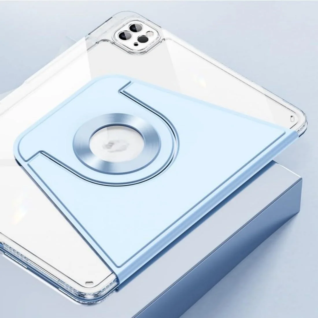 کیف چرخشی Excefore برای آیپد ایر 11 اینچ M3/M2، کاور محافظ باریک شفاف جداشدنی مغناطیسی با نگهدارنده مداد برای آیپد ایر نسل 5/4 پرو 11 2022، مقاوم و بادوام، آبی