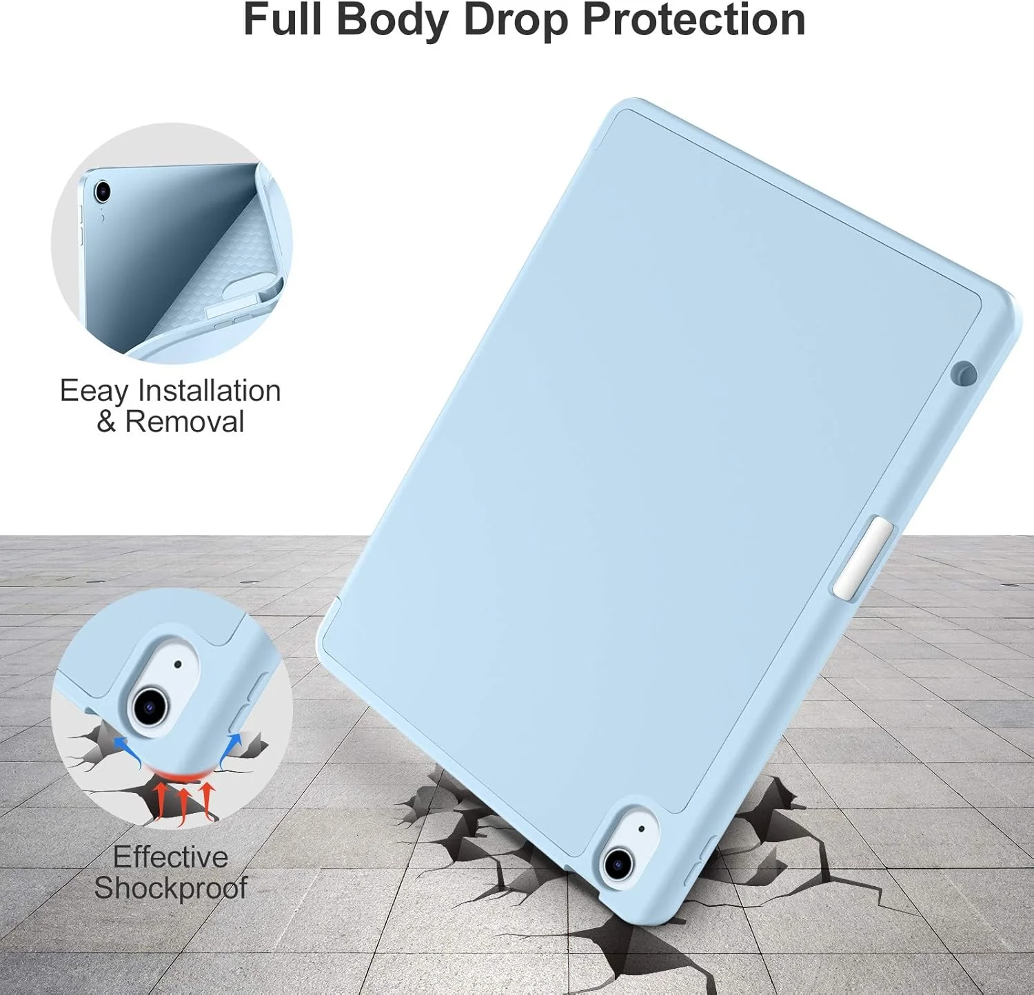 کاور آکردز سازگار با آیپد ایر نسل 5/4 اینچ 10.9 اینچی مدل 2022/2020 به همراه جای قلم، حالت خواب/بیدار خودکار، کاور هوشمند سه تایی، آبی آسمانی کاور آکردز سازگار با آیپد ایر نسل 5/4 اینچ 10.9 اینچی مدل 2022/2020 به همراه جای قلم، حالت خواب/بیدار خودکار، کاور هوشمند سه تایی، آبی آسمانی