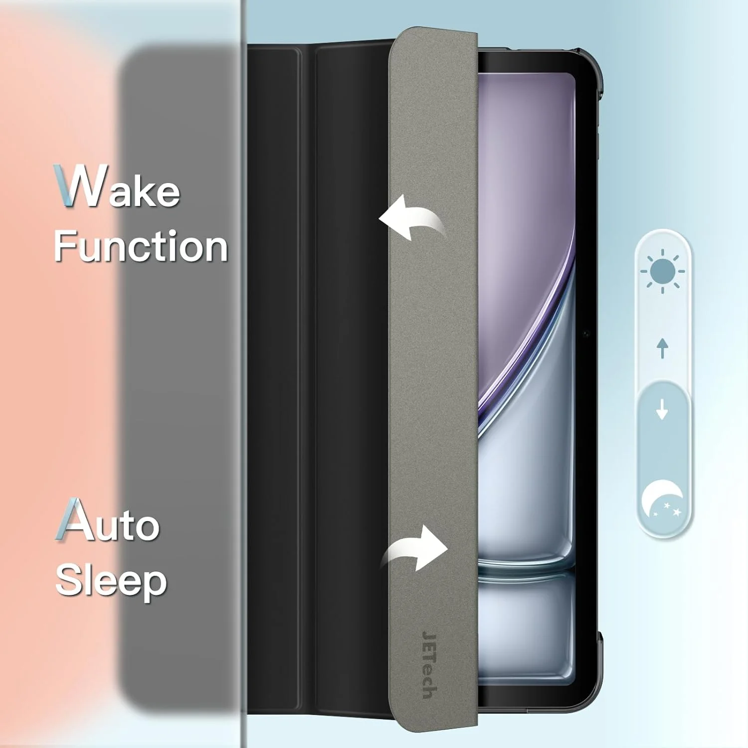 کاور JETech برای آیپد ایر ۱۱ اینچ M3/M2 (2025/2024)، آیپد ایر ۵/۴ (2022/2020 نسل پنجم/چهارم ۱۰.۹ اینچ)، کاور پشتی سخت و باریک با قابلیت بیدار/خواب خودکار (مشکی) کاور JETech برای آیپد ایر ۱۱ اینچ M3/M2 (2025/2024)، آیپد ایر ۵/۴ (2022/2020 نسل پنجم/چهارم ۱۰.۹ اینچ)، کاور پشتی سخت و باریک با قابلیت بیدار/خواب خودکار (مشکی)