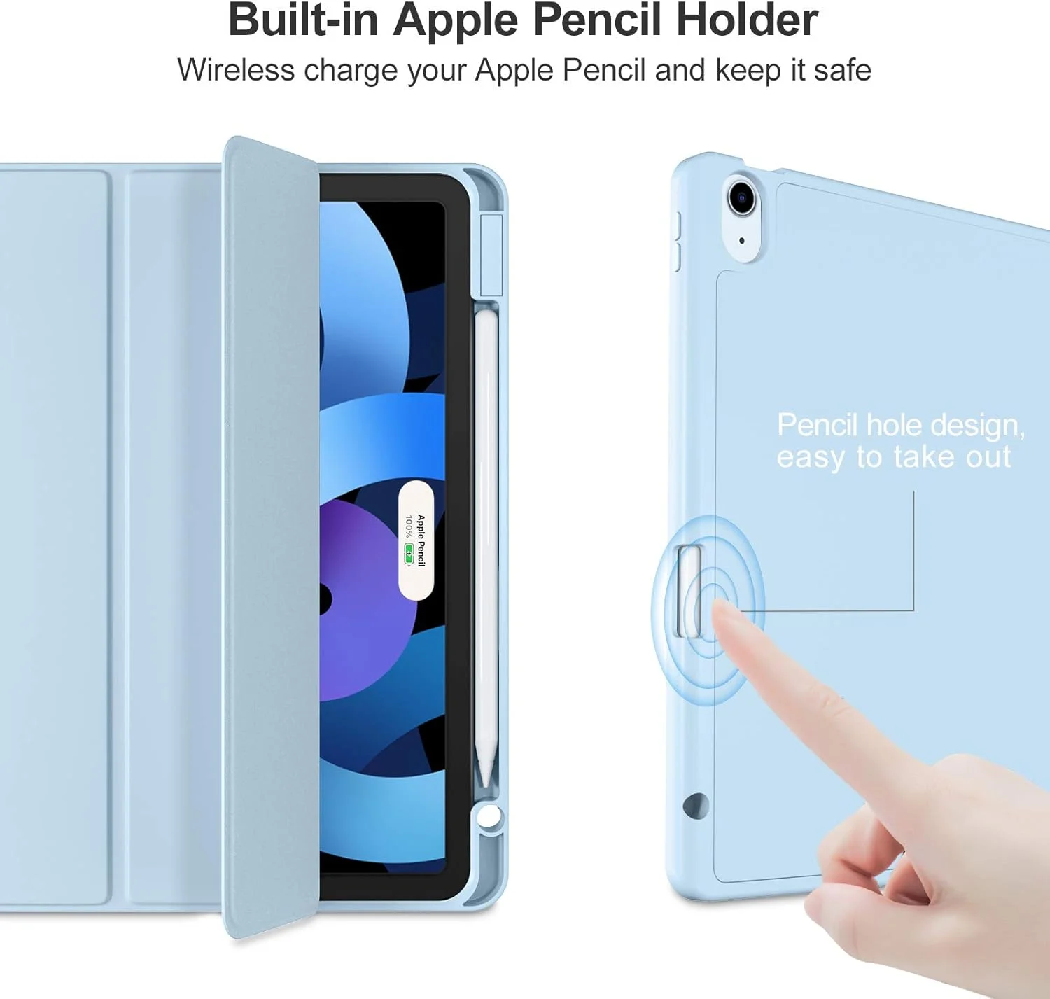 کاور آکردز سازگار با آیپد ایر نسل 5/4 اینچ 10.9 اینچی مدل 2022/2020 به همراه جای قلم، حالت خواب/بیدار خودکار، کاور هوشمند سه تایی، آبی آسمانی کاور آکردز سازگار با آیپد ایر نسل 5/4 اینچ 10.9 اینچی مدل 2022/2020 به همراه جای قلم، حالت خواب/بیدار خودکار، کاور هوشمند سه تایی، آبی آسمانی