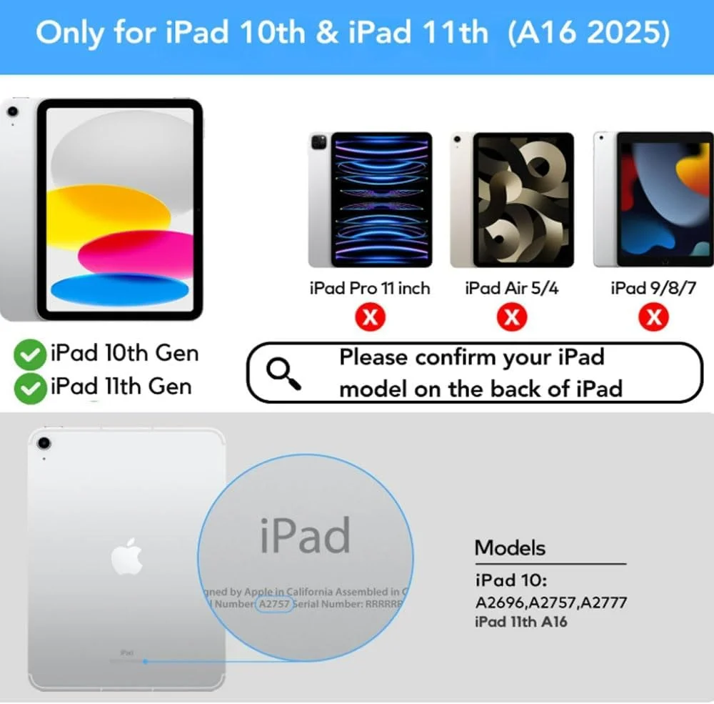 کیبورد لمسی CHAINORA برای آیپد نسل 10 سال 2022 و نسل 11 (A16، 2025)، کاور باریک با نور پس زمینه 7 رنگ و کیبورد بلوتوث جداشدنی با نگهدارنده مداد کیبورد لمسی CHAINORA برای آیپد نسل 10 سال 2022 و نسل 11 (A16، 2025)، کاور باریک با نور پس زمینه 7 رنگ و کیبورد بلوتوث جداشدنی با نگهدارنده مداد
