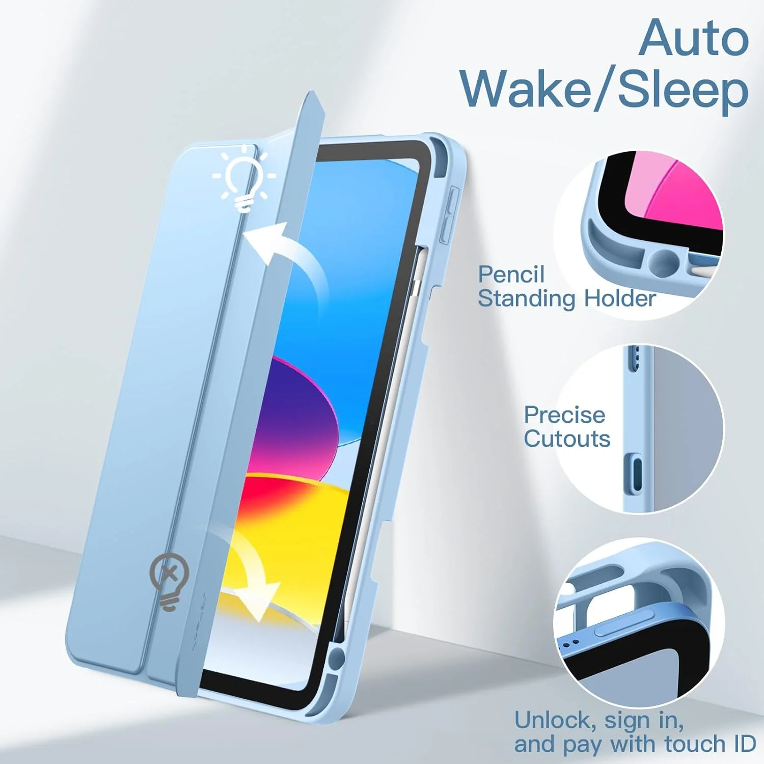 JETech Case for iPad (A16) 11th/10th Generation (2025/2022) with Pencil Holder, Clear Transparent Back Shell Slim Stand Shockproof Tablet Cover, Auto Wake/Sleep (Blue) JETech Case for iPad (A16) 11th/10th Generation (2025/2022) with Pencil Holder, Clear Transparent Back Shell Slim Stand Shockproof Tablet Cover, Auto Wake/Sleep (Blue)