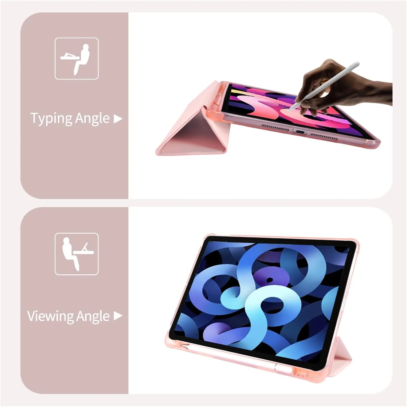 کیف آیپد نسل 10 مدل LuminousGuard طرح پاپیون گیلاسی کاوایی، سایز 10.9 اینچ 2022، دارای جای مداد، حالت خواب/بیدار خودکار، روکش پشتی TPU نرم چرمی صورتی کیف آیپد نسل 10 مدل LuminousGuard طرح پاپیون گیلاسی کاوایی، سایز 10.9 اینچ 2022، دارای جای مداد، حالت خواب/بیدار خودکار، روکش پشتی TPU نرم چرمی صورتی