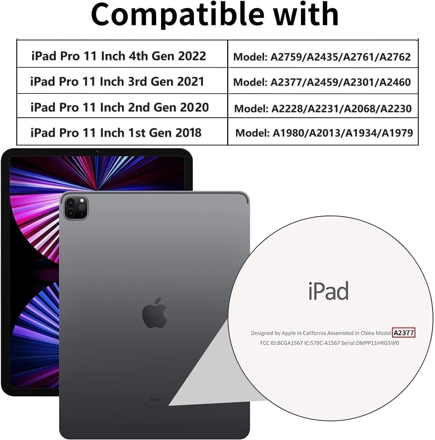 کاور باریک و هوشمند ProCase برای آیپد پرو 11 اینچ مدل های 2022/2021/2020/2018 با قاب پشتی سخت و استند - سرمه ای