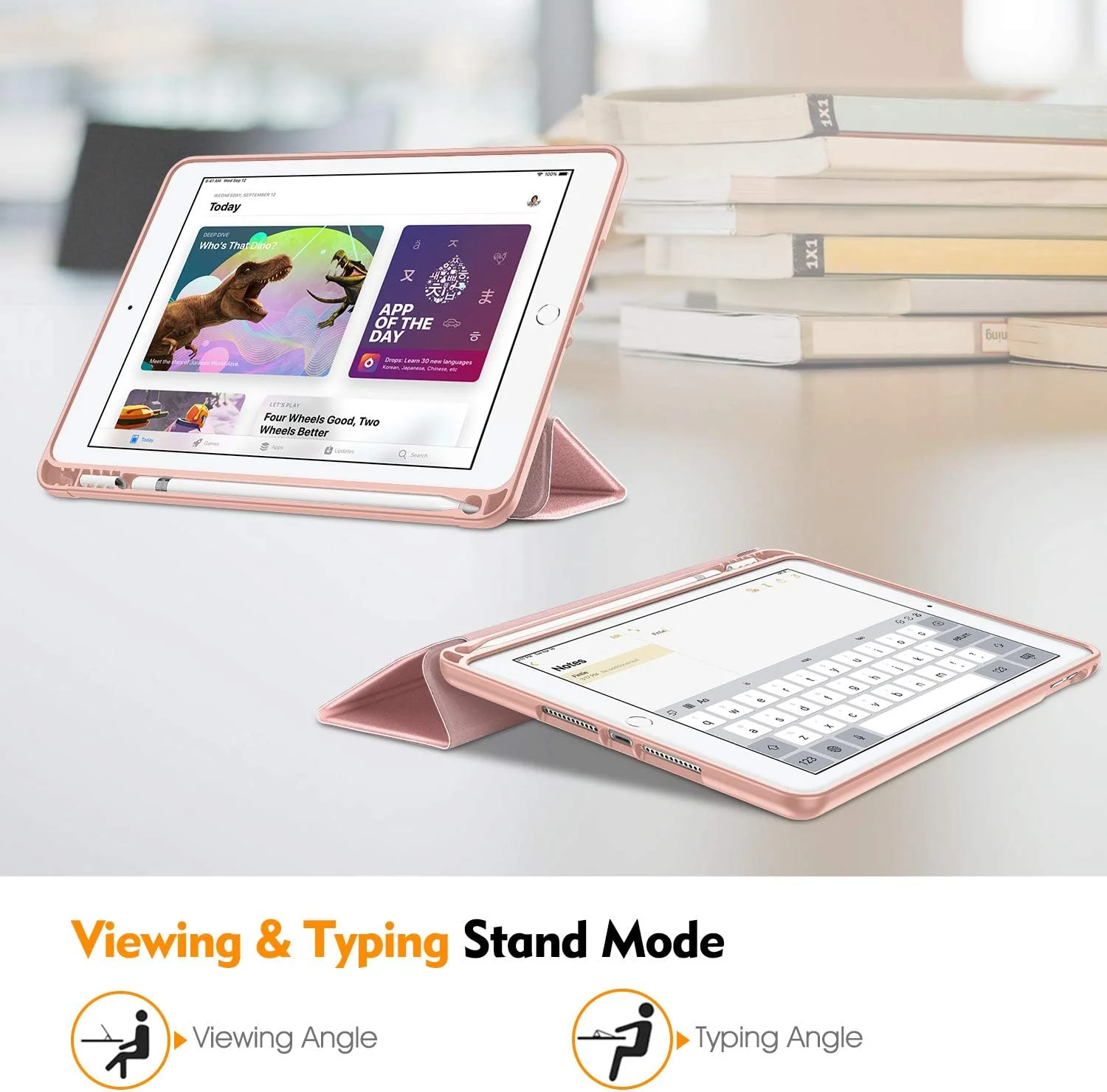 کیف محافظ آیپد 9.7 اینچی 2018 Fintie با جایگاه داخلی قلم اپل - کاور محافظ پشتی TPU نرم و سبک وزن SlimShell با قابلیت بیدار/خواب خودکار برای آیپد 9.7 اینچی 2018 (نسل ششم) - طلایی رز کیف محافظ آیپد 9.7 اینچی 2018 Fintie با جایگاه داخلی قلم اپل - کاور محافظ پشتی TPU نرم و سبک وزن SlimShell با قابلیت بیدار/خواب خودکار برای آیپد 9.7 اینچی 2018 (نسل ششم) - طلایی رز