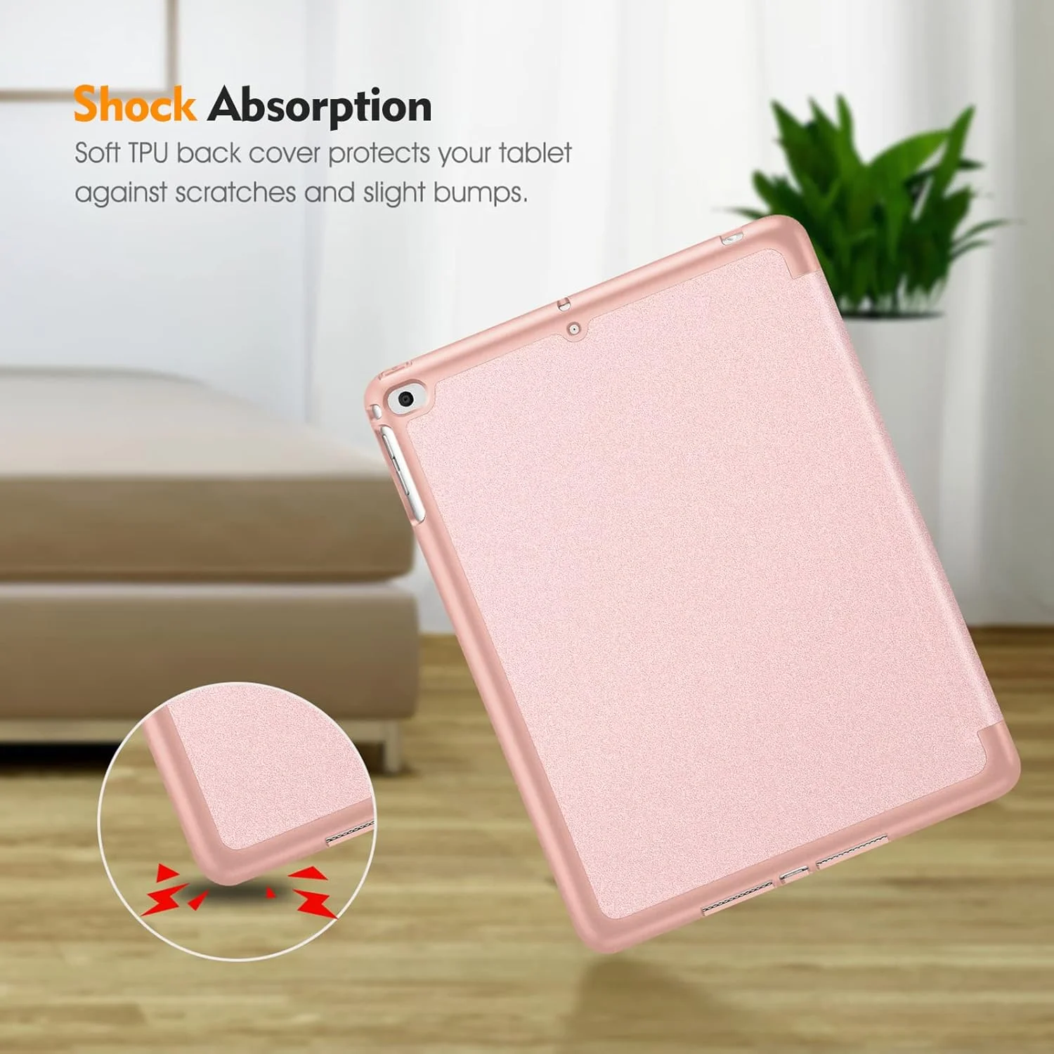 کیف محافظ آیپد 9.7 اینچی 2018 Fintie با جایگاه داخلی قلم اپل - کاور محافظ پشتی TPU نرم و سبک وزن SlimShell با قابلیت بیدار/خواب خودکار برای آیپد 9.7 اینچی 2018 (نسل ششم) - طلایی رز کیف محافظ آیپد 9.7 اینچی 2018 Fintie با جایگاه داخلی قلم اپل - کاور محافظ پشتی TPU نرم و سبک وزن SlimShell با قابلیت بیدار/خواب خودکار برای آیپد 9.7 اینچی 2018 (نسل ششم) - طلایی رز