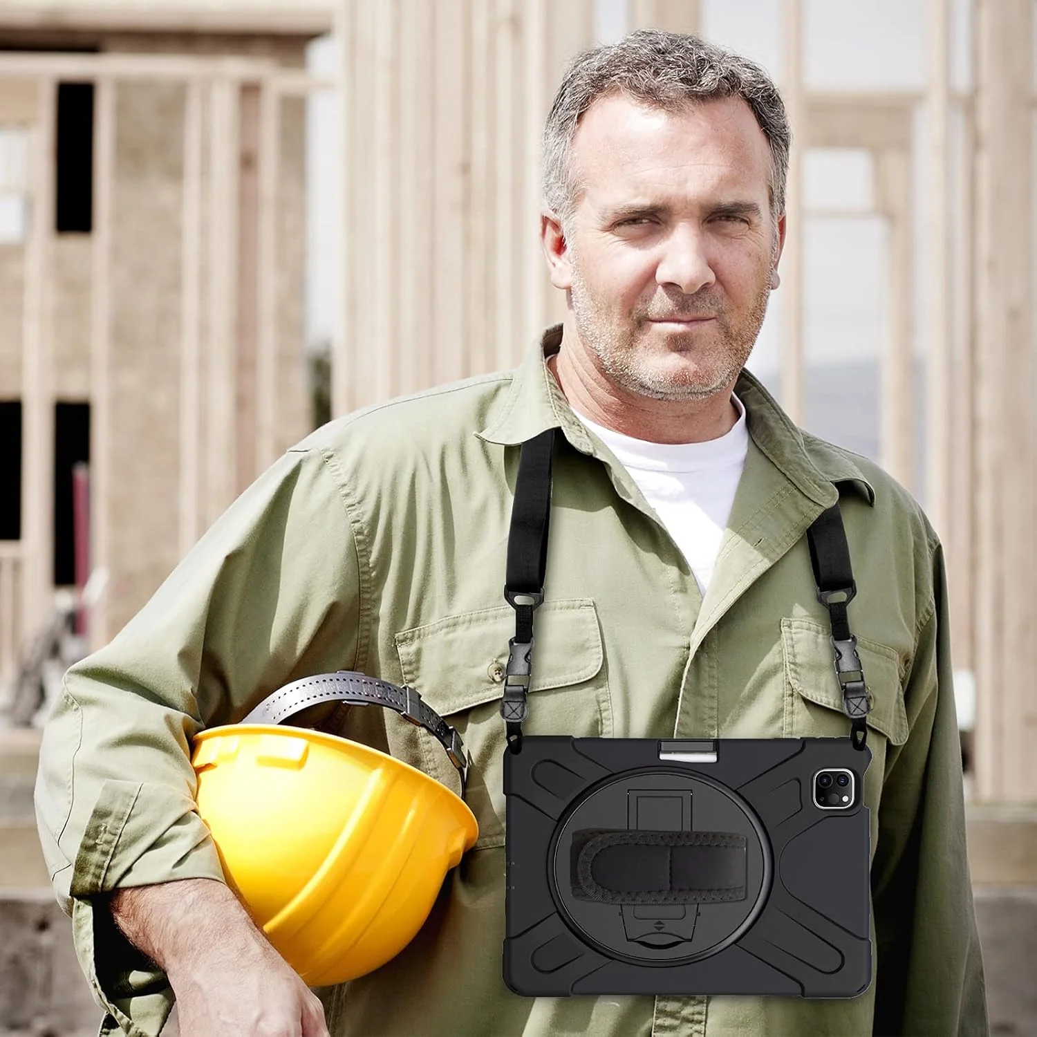 پروکیس برای آیپد پرو 11 اینچ مدل 2022 2021 2020 2018، کاور مقاوم و ضد ضربه با بند دستی و بند شانه برای آیپد پرو 11 اینچ نسل 4، 3، 2، 1 - مشکی