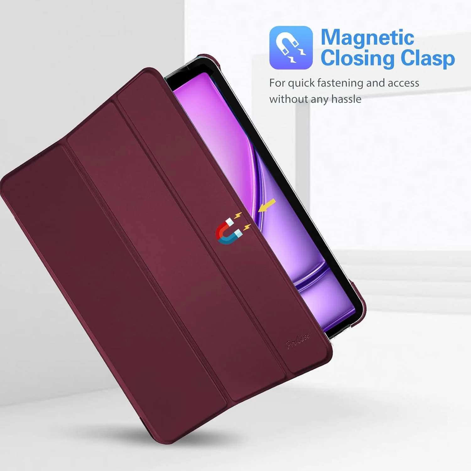 کاور هوشمند ProCase برای آیپد ایر 13 (M3) 2025/ (M2) 2024/ آیپد پرو 12.9 اینچ نسل 6/5/4/3 سال 2022/2021/2020/2018، کاور باریک و سخت با قابلیت استند - رنگ شرابی کاور هوشمند ProCase برای آیپد ایر 13 (M3) 2025/ (M2) 2024/ آیپد پرو 12.9 اینچ نسل 6/5/4/3 سال 2022/2021/2020/2018، کاور باریک و سخت با قابلیت استند - رنگ شرابی
