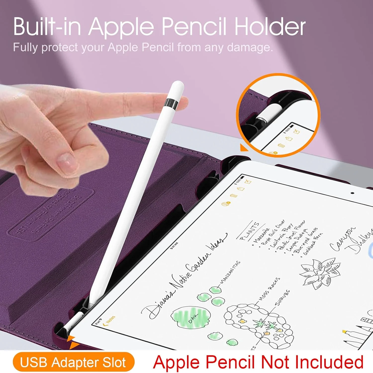 کیف چرخشی Fintie برای آیپد نسل هفتم 10.2 اینچی 2019 - [دارای جای مداد داخلی] کاور محافظ هوشمند چرخشی 360 درجه با قابلیت خواب/بیدار شدن خودکار برای تبلت آیپد 10.2 اینچی، بنفش