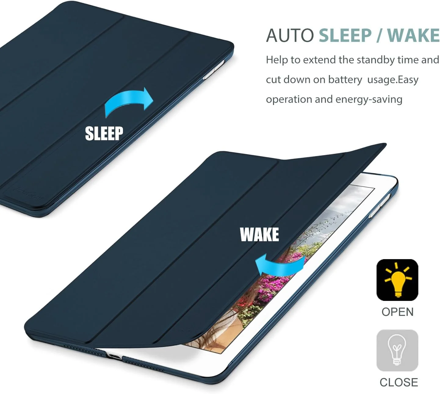 کاور هوشمند ProCase برای آیپد 9.7 اینچی نسل ششم/پنجم 2018 2017 (مدل: A1893 A1954 A1822 A1823)، کاور استند فوق العاده باریک و سبک با پشت مات شفاف - سرمه ای کاور هوشمند ProCase برای آیپد 9.7 اینچی نسل ششم/پنجم 2018 2017 (مدل: A1893 A1954 A1822 A1823)، کاور استند فوق العاده باریک و سبک با پشت مات شفاف - سرمه ای