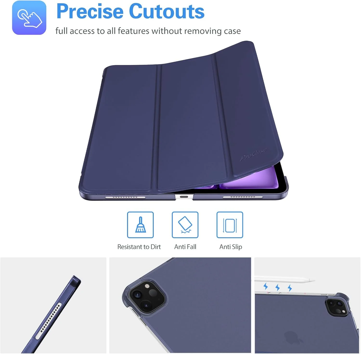 کیف هوشمند ProCase برای آیپد ایر 13 اینچی (M3) 2025/ (M2) 2024/ آیپد پرو 12.9 اینچی نسل ششم/پنجم/چهارم/سوم 2022/2021/2020/2018، کاور هوشمند باریک با پشت سخت - سرمه ای کیف هوشمند ProCase برای آیپد ایر 13 اینچی (M3) 2025/ (M2) 2024/ آیپد پرو 12.9 اینچی نسل ششم/پنجم/چهارم/سوم 2022/2021/2020/2018، کاور هوشمند باریک با پشت سخت - سرمه ای