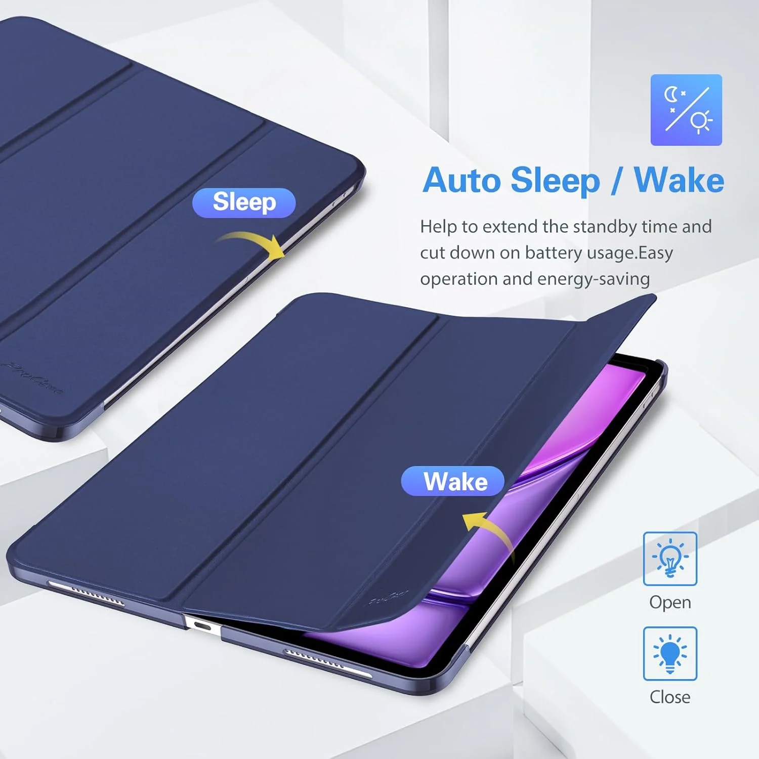 کیف هوشمند ProCase برای آیپد ایر 13 اینچی (M3) 2025/ (M2) 2024/ آیپد پرو 12.9 اینچی نسل ششم/پنجم/چهارم/سوم 2022/2021/2020/2018، کاور هوشمند باریک با پشت سخت - سرمه ای کیف هوشمند ProCase برای آیپد ایر 13 اینچی (M3) 2025/ (M2) 2024/ آیپد پرو 12.9 اینچی نسل ششم/پنجم/چهارم/سوم 2022/2021/2020/2018، کاور هوشمند باریک با پشت سخت - سرمه ای