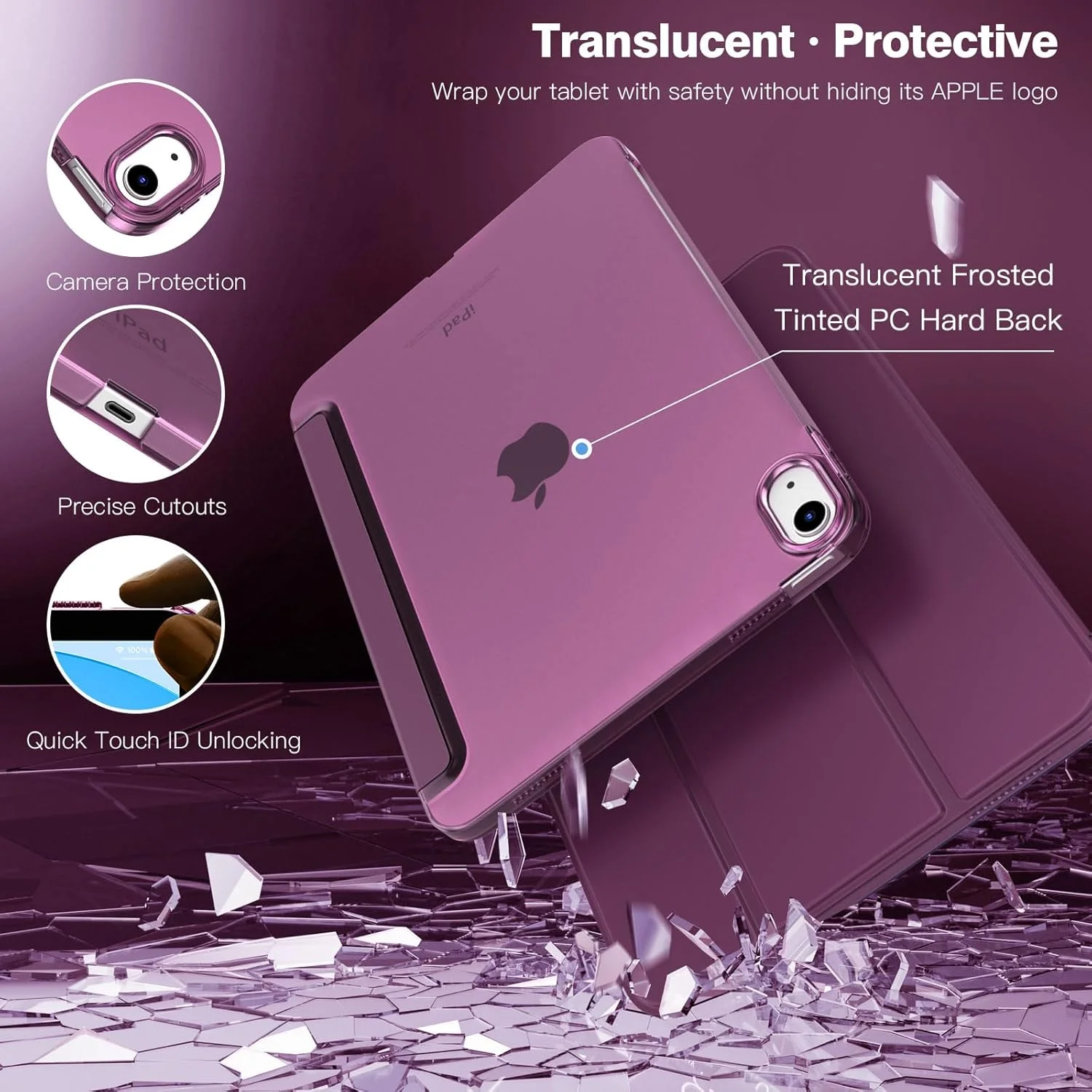 کیف محافظ TiMOVO برای آیپد نسل 10 سال 2022، کاور باریک استنددار برای آیپد 10.9 اینچی، فولیو هوشمند با قابلیت بیدار/خواب خودکار با قاب پشتی نیمه شفاف PC سخت، مناسب برای آیپد 10، بنفش تیره کیف محافظ TiMOVO برای آیپد نسل 10 سال 2022، کاور باریک استنددار برای آیپد 10.9 اینچی، فولیو هوشمند با قابلیت بیدار/خواب خودکار با قاب پشتی نیمه شفاف PC سخت، مناسب برای آیپد 10، بنفش تیره