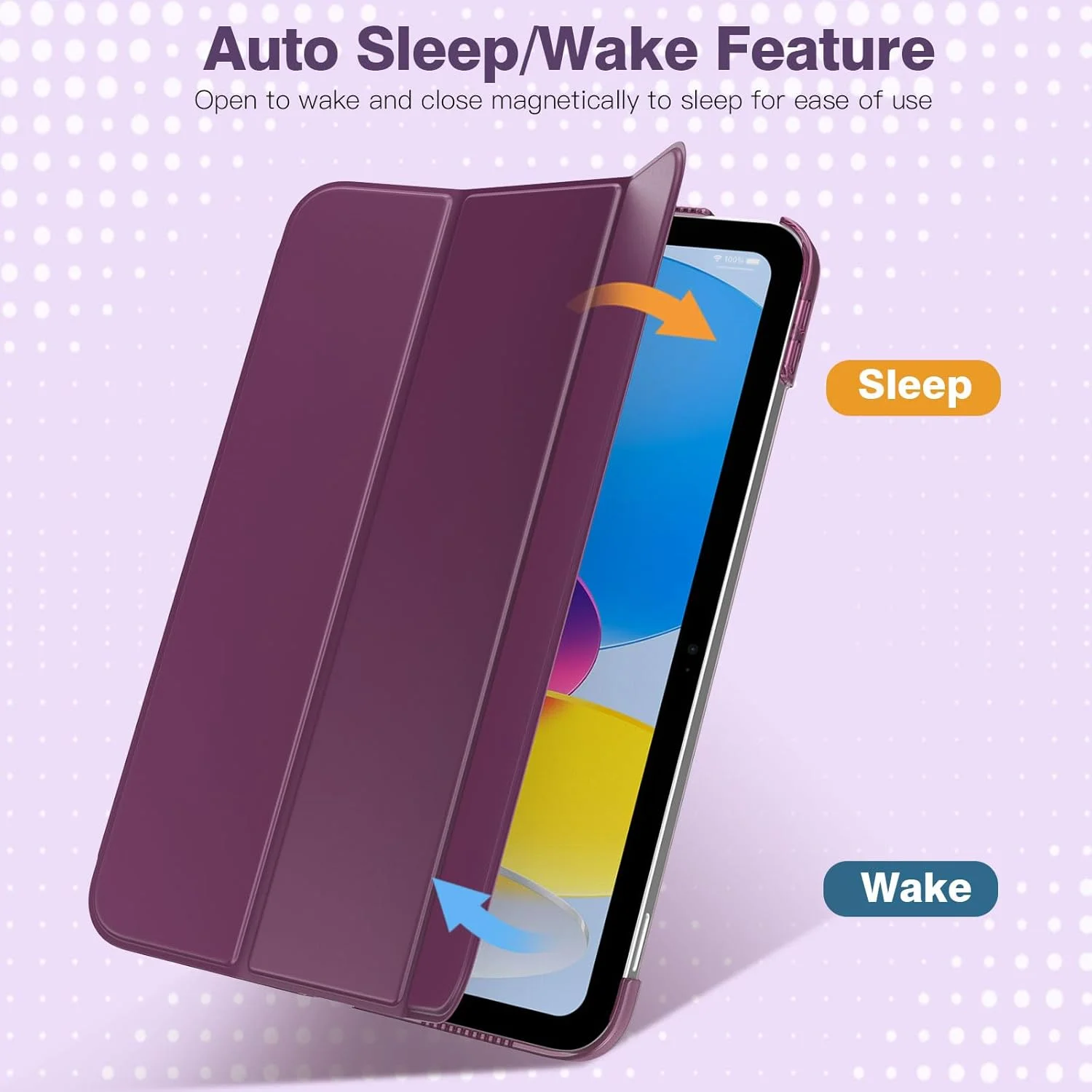 کیف محافظ TiMOVO برای آیپد نسل 10 سال 2022، کاور باریک استنددار برای آیپد 10.9 اینچی، فولیو هوشمند با قابلیت بیدار/خواب خودکار با قاب پشتی نیمه شفاف PC سخت، مناسب برای آیپد 10، بنفش تیره کیف محافظ TiMOVO برای آیپد نسل 10 سال 2022، کاور باریک استنددار برای آیپد 10.9 اینچی، فولیو هوشمند با قابلیت بیدار/خواب خودکار با قاب پشتی نیمه شفاف PC سخت، مناسب برای آیپد 10، بنفش تیره