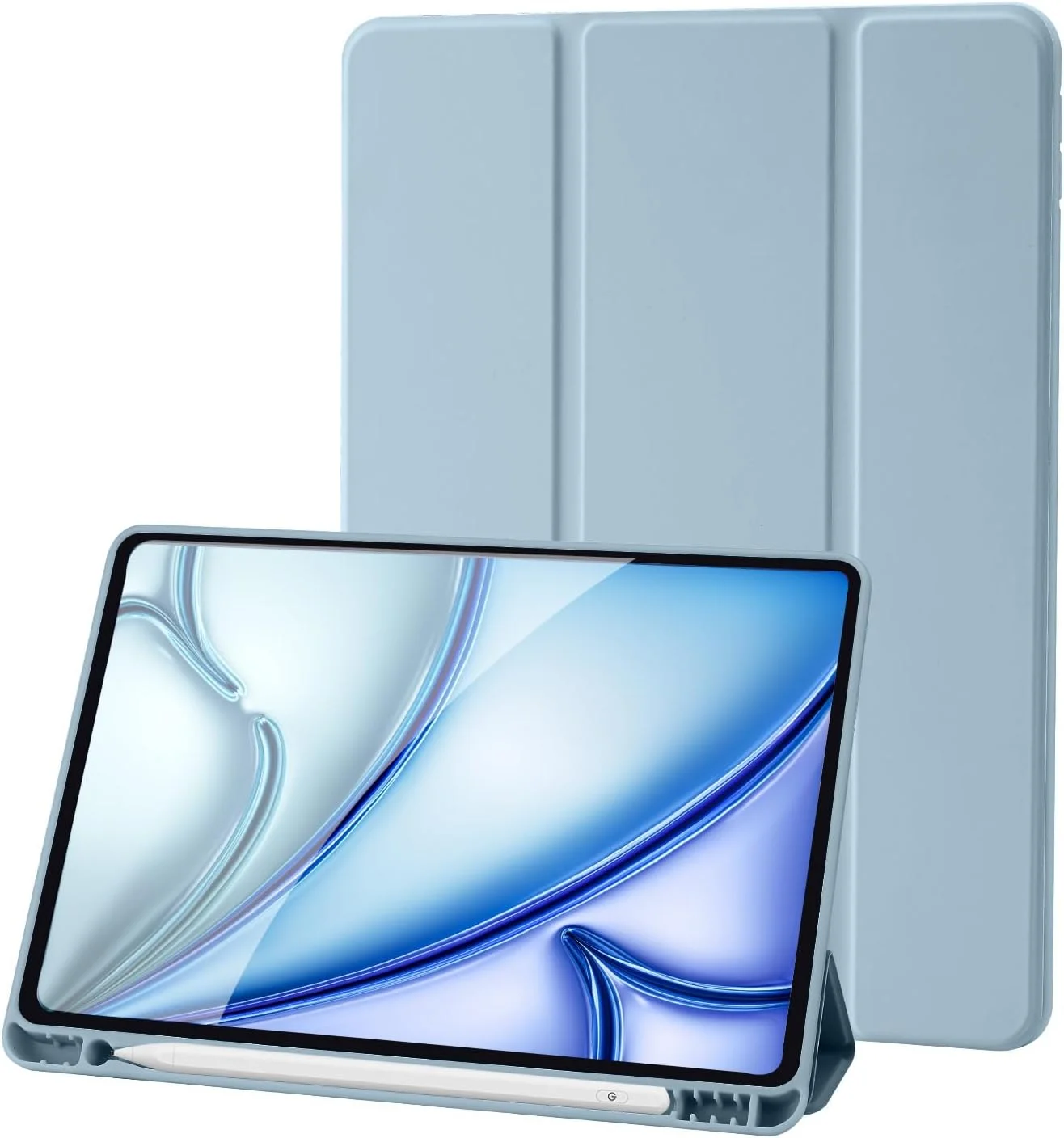 کیف پالکیتسی سازگار با آیپد نسل 9، 8، 7 اینچ 10.2، مدل 2021/2020/2019، کیف نسل 9/8/7 با نگهدارنده قلم، کیف محافظ سه تایی، خواب/بیداری خودکار برای آیپد 10.2 - آبی روشن