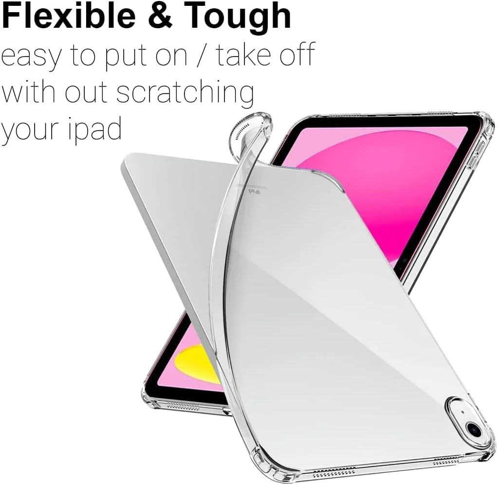 Al-HuTrusHi Clear Case Cover Compatible with iPad (A16) 11th/10th Generation (2025/2022), Slim Lightweight Transparent Soft Cover with Soft Silicone Raised Edge for iPad A16 / 10 th 10.9" - Clear Al-HuTrusHi Clear Case Cover Compatible with iPad (A16) 11th/10th Generation (2025/2022), Slim Lightweight Transparent Soft Cover with Soft Silicone Raised Edge for iPad A16 / 10 th 10.9" - Clear
