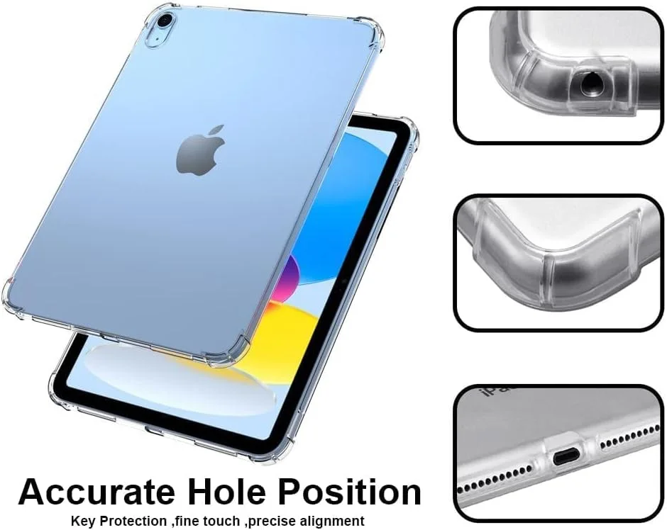 Al-HuTrusHi Clear Case Cover Compatible with iPad (A16) 11th/10th Generation (2025/2022), Slim Lightweight Transparent Soft Cover with Soft Silicone Raised Edge for iPad A16 / 10 th 10.9" - Clear Al-HuTrusHi Clear Case Cover Compatible with iPad (A16) 11th/10th Generation (2025/2022), Slim Lightweight Transparent Soft Cover with Soft Silicone Raised Edge for iPad A16 / 10 th 10.9" - Clear