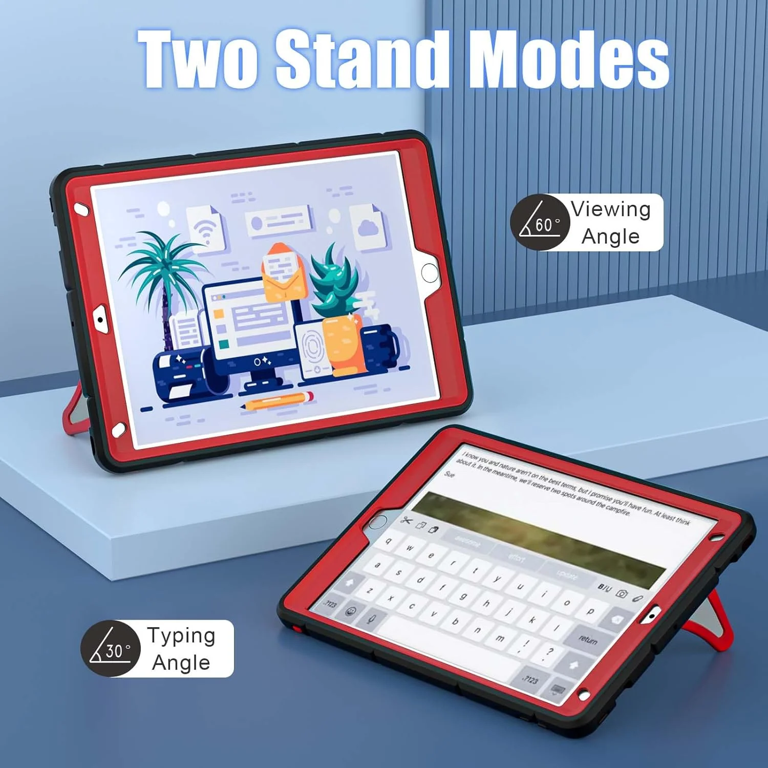 کیف محافظ کودکانه آیپد (A16) نسل 11 اینچ 11 اینچی 2025: کیف آیپد نسل 10 اینچ 2022 10.9 اینچی با نگهدارنده قلم - کاور بادوام ضد ضربه پایه دار کودکانه برای اپل آیپد 10 Gen 2022 (مشکی+قرمز)