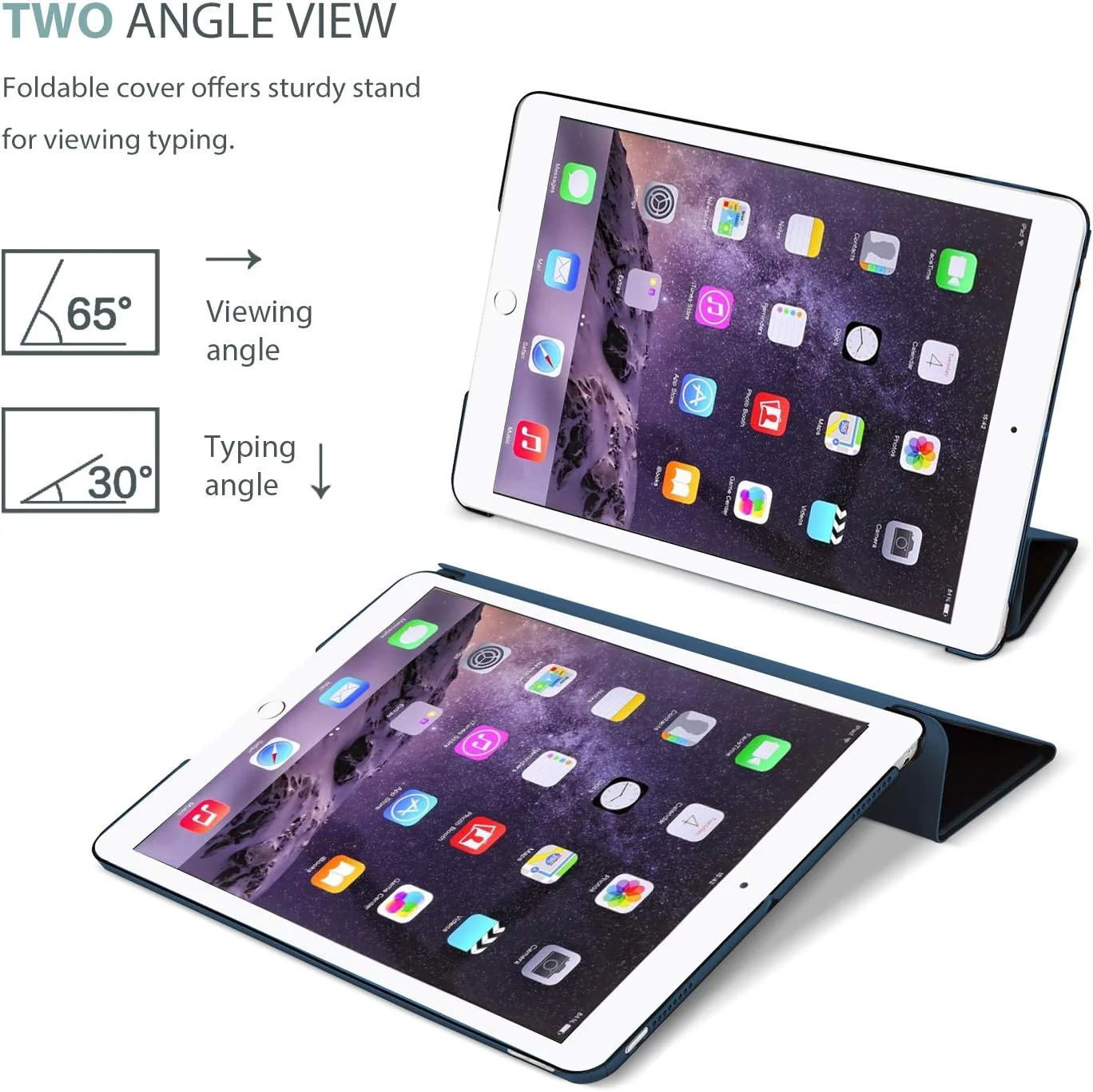 کیف هوشمند ProCase برای آیپد ایر 2 (عرضه 2014)، کیف محافظ باریک و سبک با روکش پشتی نیمه شفاف مات برای اپل آیپد ایر 2 (A1566 A1567) - سرمه ای کیف هوشمند ProCase برای آیپد ایر 2 (عرضه 2014)، کیف محافظ باریک و سبک با روکش پشتی نیمه شفاف مات برای اپل آیپد ایر 2 (A1566 A1567) - سرمه ای