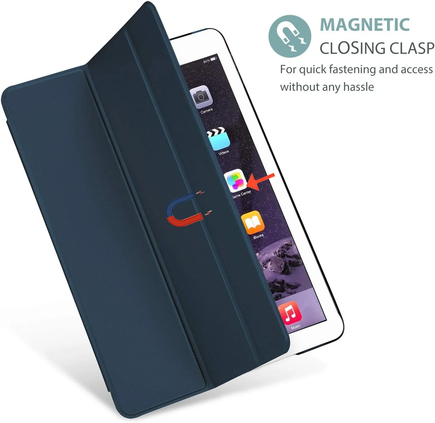 کیف هوشمند ProCase برای آیپد ایر 2 (عرضه 2014)، کیف محافظ باریک و سبک با روکش پشتی نیمه شفاف مات برای اپل آیپد ایر 2 (A1566 A1567) - سرمه ای کیف هوشمند ProCase برای آیپد ایر 2 (عرضه 2014)، کیف محافظ باریک و سبک با روکش پشتی نیمه شفاف مات برای اپل آیپد ایر 2 (A1566 A1567) - سرمه ای