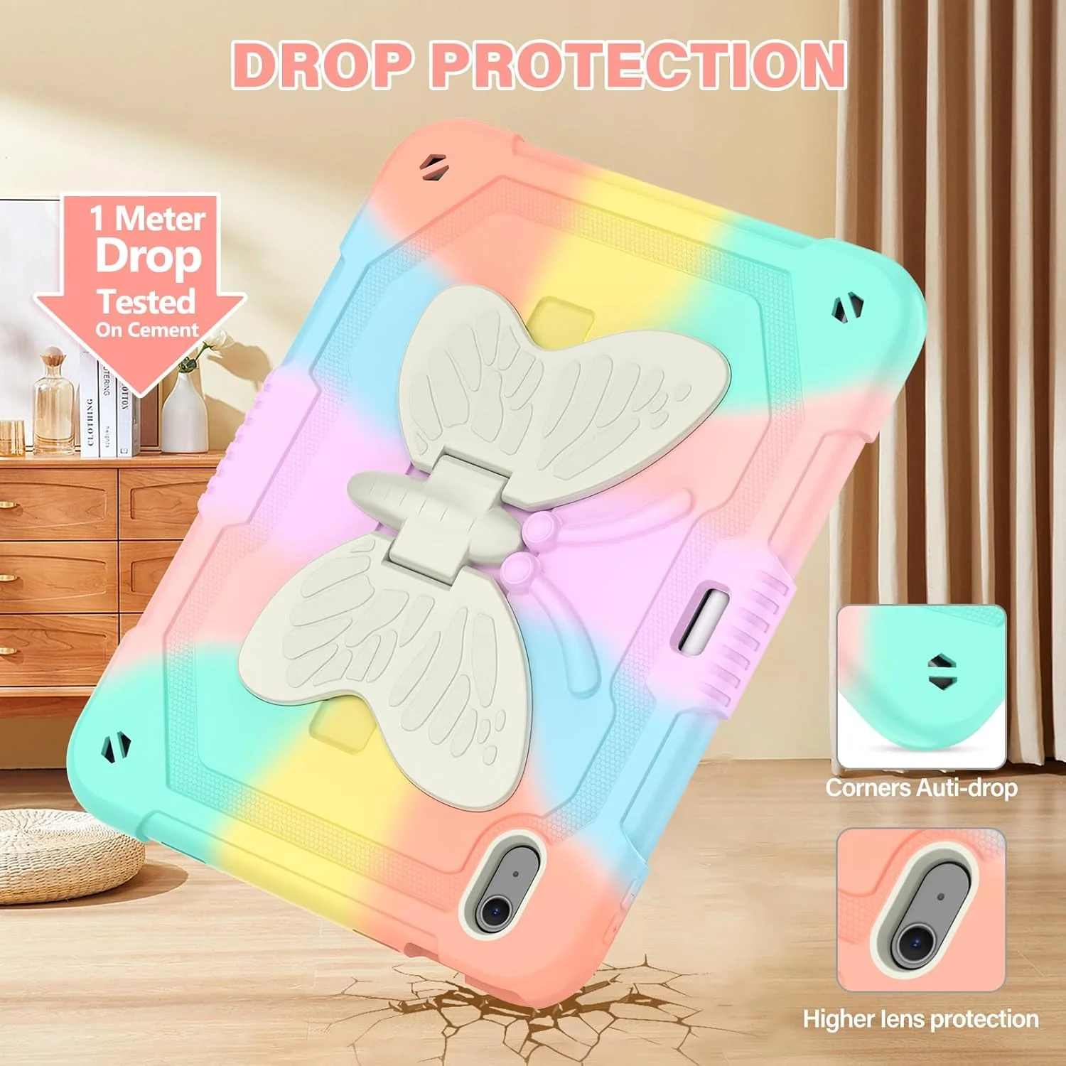 کاور آیپد ایر 11 اینچ آواکوت 2024 با پایه پروانه ای و نگهدارنده قلم، کاور محافظ سنگین و مقاوم آیپد ایر نسل ششم 11 اینچی مناسب کودکان و دختران مدل A2899/A2900 - رنگین کمان کاور آیپد ایر 11 اینچ آواکوت 2024 با پایه پروانه ای و نگهدارنده قلم، کاور محافظ سنگین و مقاوم آیپد ایر نسل ششم 11 اینچی مناسب کودکان و دختران مدل A2899/A2900 - رنگین کمان