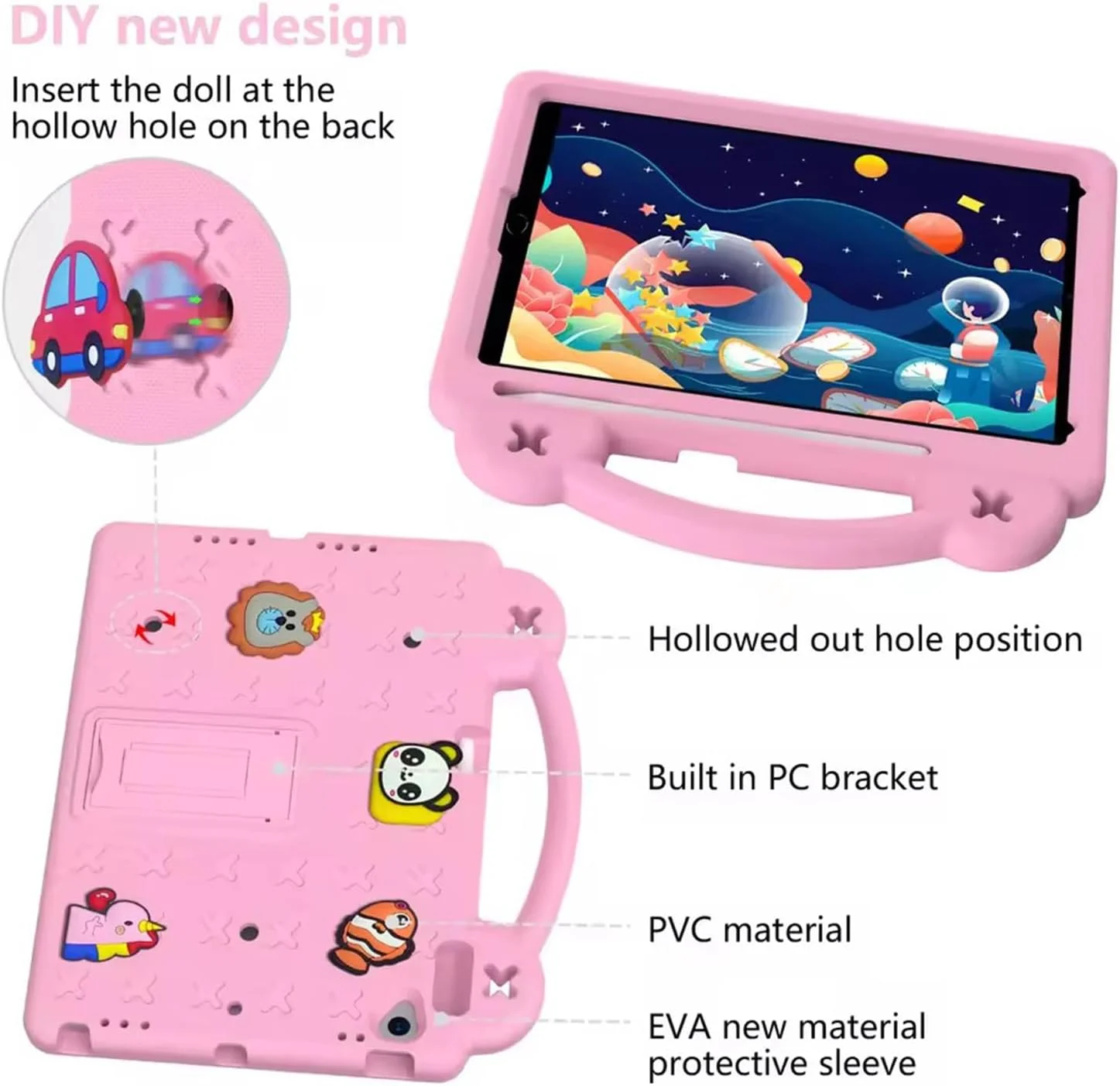 کیف تبلت کودکانه Lukione سازگار با Apple iPad Air 11 اینچی M3 2025 (11 اینچ)، کاور محافظ سبک و ضد ضربه با پایه دسته دار، طراحی زیبا و DIY (صورتی) کیف تبلت کودکانه Lukione سازگار با Apple iPad Air 11 اینچی M3 2025 (11 اینچ)، کاور محافظ سبک و ضد ضربه با پایه دسته دار، طراحی زیبا و DIY (صورتی)