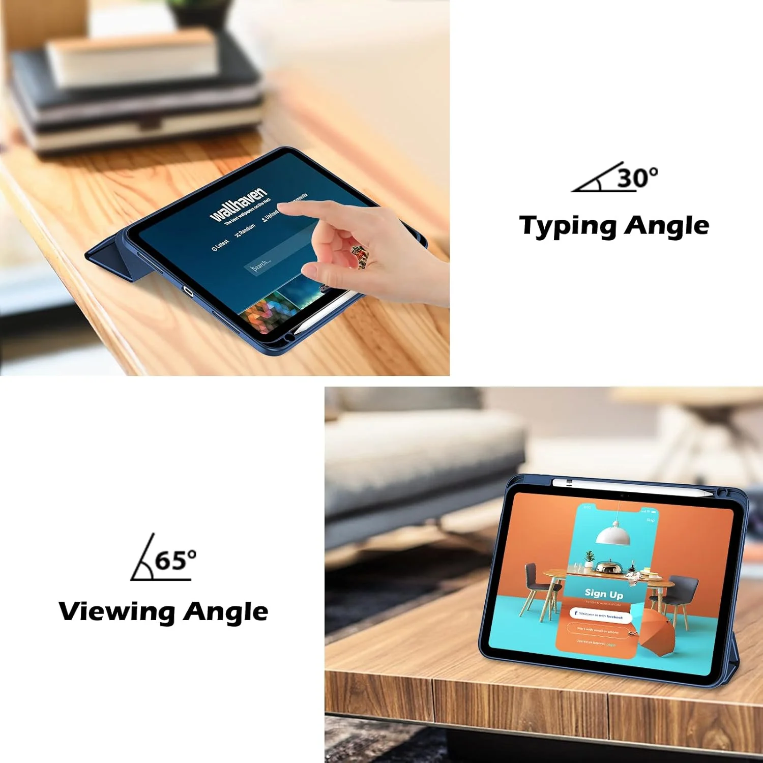 پروکیس برای آیپد (A16) نسل 11 اینچی 11 اینچ 2025/نسل 10 اینچی 10.9 اینچ 2022 با نگهدارنده مداد، قاب ترکیبی آیپد 11 10 با پشت شفاف، پشتیبانی از بیدار شدن/خواب خودکار - سرمه ای