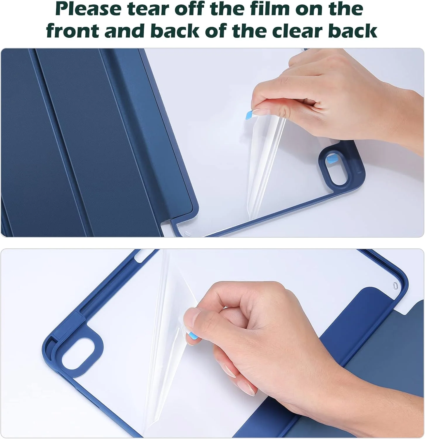 پروکیس برای آیپد (A16) نسل 11 اینچی 11 اینچ 2025/نسل 10 اینچی 10.9 اینچ 2022 با نگهدارنده مداد، قاب ترکیبی آیپد 11 10 با پشت شفاف، پشتیبانی از بیدار شدن/خواب خودکار - سرمه ای