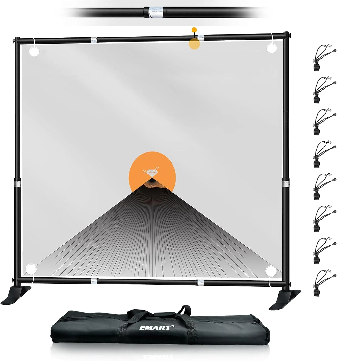 پایه بنر EMART، کیت پشتیبانی پس زمینه قابل تنظیم و سنگین 2.4x2.4 متری برای عکاسی، نمایشگاه تجاری، غرفه عکس