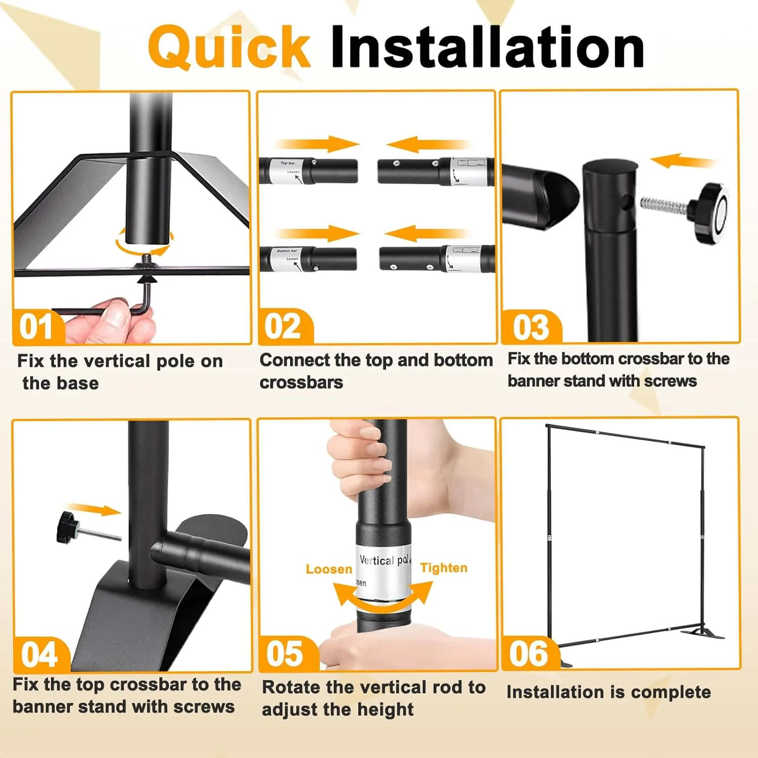 پایه بنر EMART، کیت پشتیبانی پس زمینه قابل تنظیم و سنگین 2.4x2.4 متری برای عکاسی، نمایشگاه تجاری، غرفه عکس