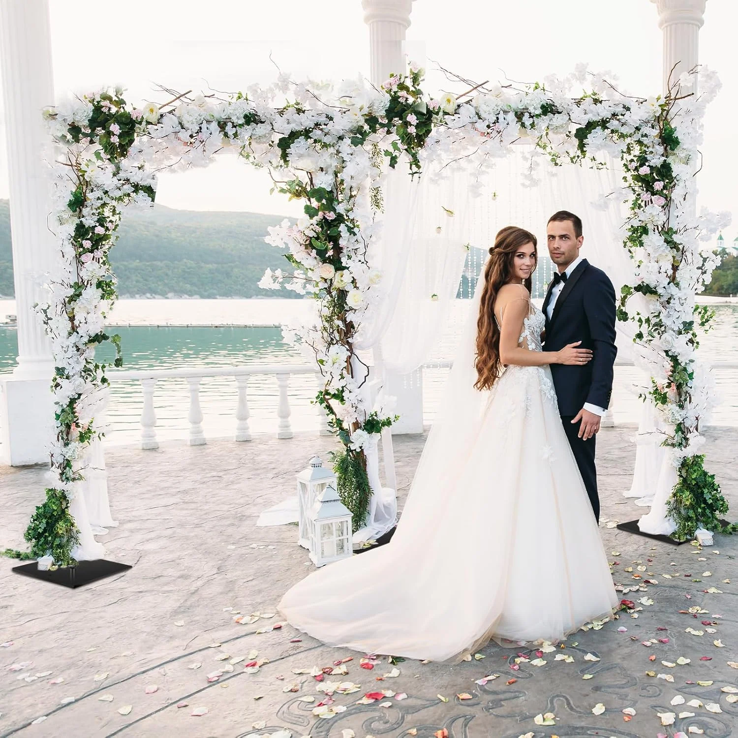 پایه پرده پس زمینه ایمارت 2.1x6 متر، سیستم پشتیبانی پس زمینه قابل تنظیم سنگین با پایه فولادی برای عکاسی، پایه پس زمینه عکس برای مهمانی ها، تولد، استودیو ویدیو - مشکی