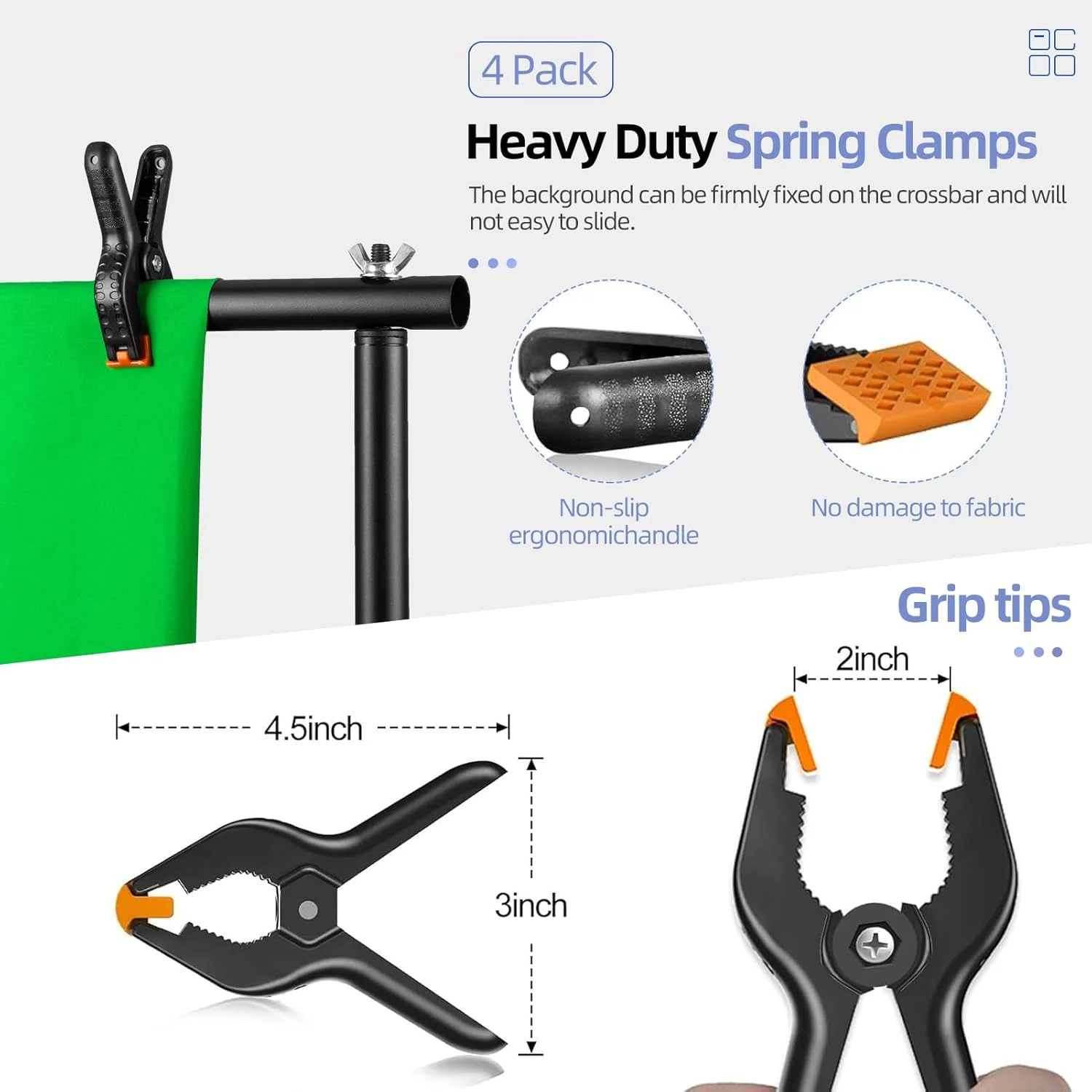 کیت پایه نگهدارنده پس زمینه استودیویی عکس و فیلم EMART، 2.6x3 متر، سیستم پشتیبانی عکاسی با 3 پس زمینه موسلین 100% پنبه (سیاه سفید سبز)