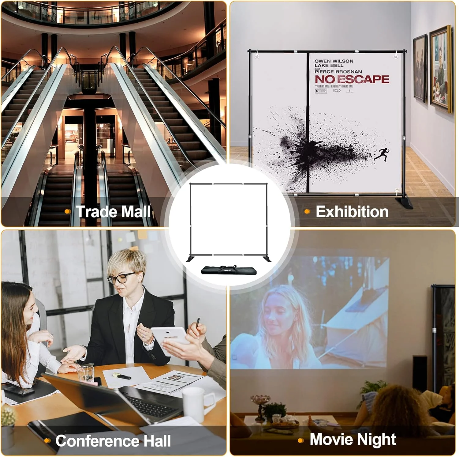 پایه بنر EMART، کیت پشتیبانی پس زمینه قابل تنظیم و سنگین 2.4x2.4 متری برای عکاسی، نمایشگاه تجاری، غرفه عکس