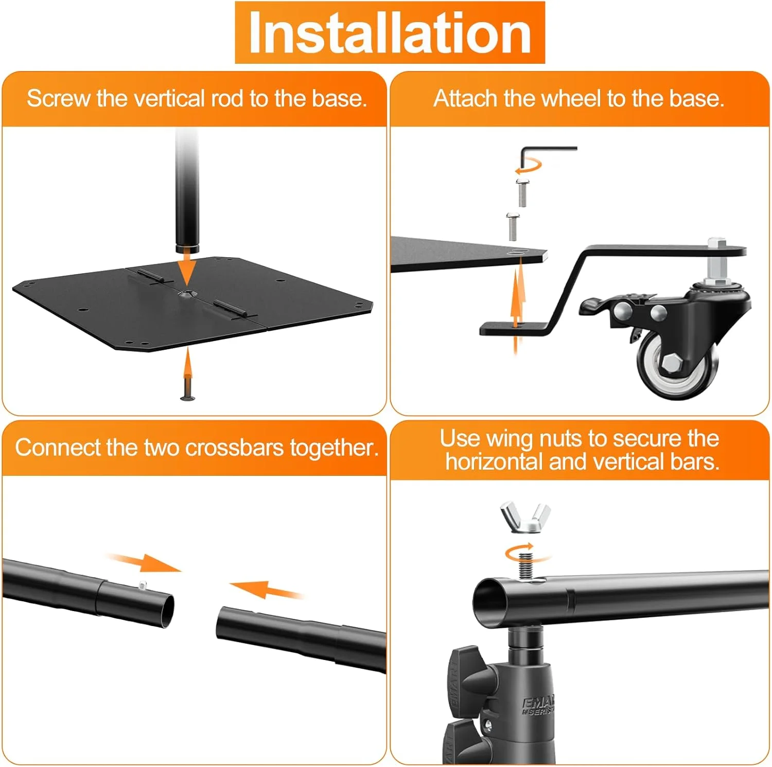 پایه پس زمینه ایمارت با چرخ، نگهدارنده پس زمینه عکس قابل تنظیم 2.6x3 متری با پایه فلزی سنگین، قاب لوله و پرده برای تزئینات عکاسی عروسی و مهمانی