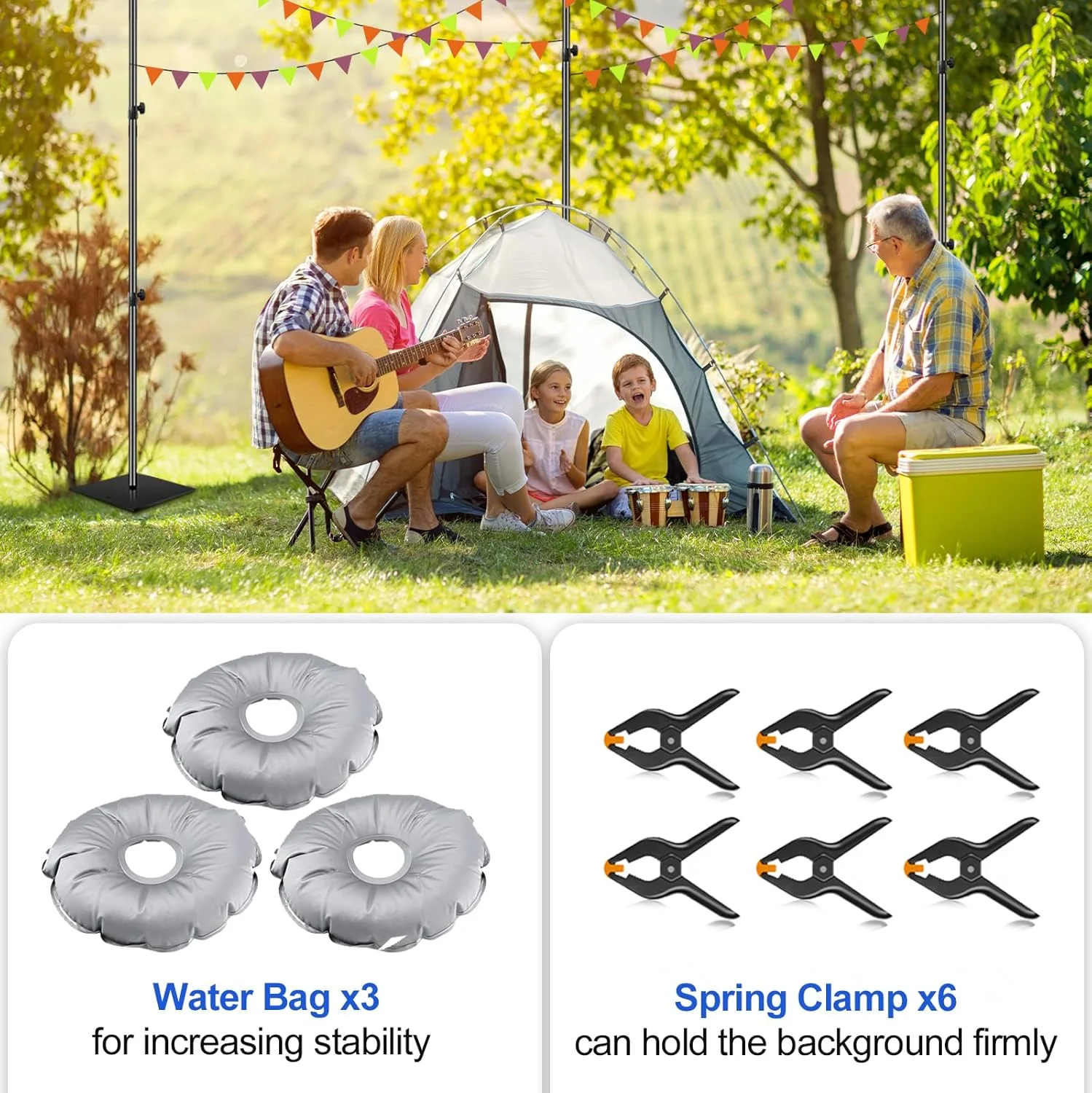 پایه پرده پس زمینه ایمارت 2.1x6 متر، سیستم پشتیبانی پس زمینه قابل تنظیم سنگین با پایه فولادی برای عکاسی، پایه پس زمینه عکس برای مهمانی ها، تولد، استودیو ویدیو - مشکی