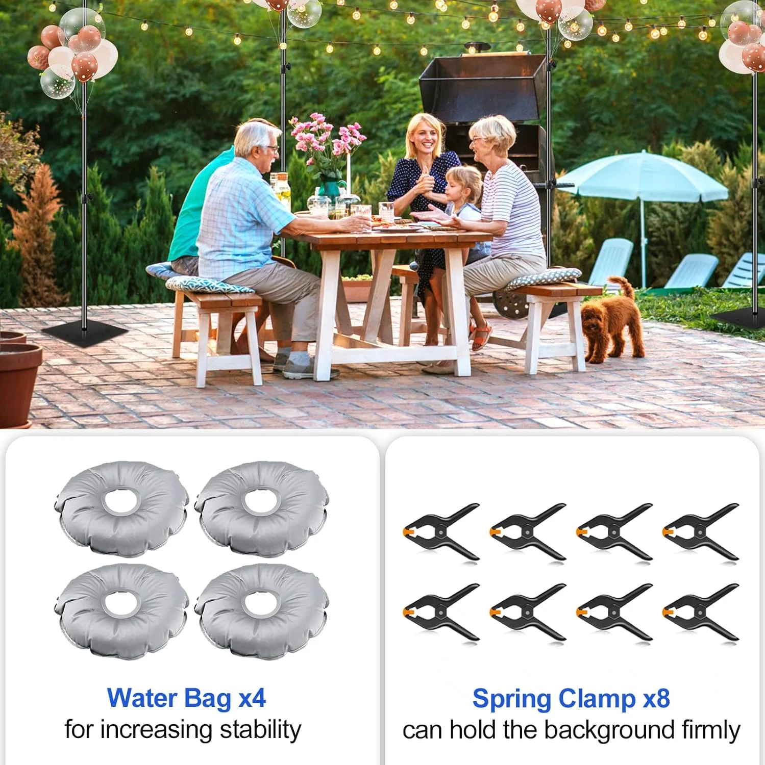 پایه پرده پس زمینه ایمارت 2.6x9 متر (ارتفاعxعرض) سیستم پشتیبانی پس زمینه قابل تنظیم سنگین با پایه فولادی برای عکاسی، پایه پرده پس زمینه عکس برای مهمانی ها، تولد، استودیوی ویدئویی - مشکی