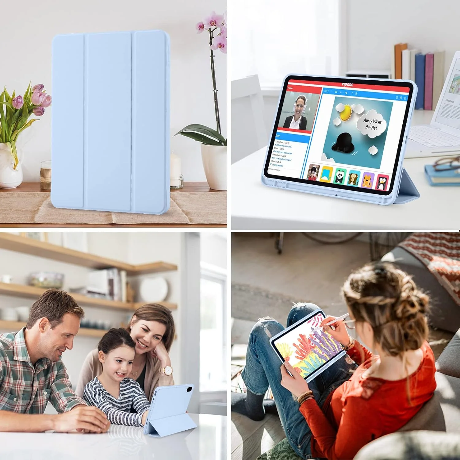 کاور آیپد نسل 10 مدل 2022 به همراه جای قلم، کاور آیپد 10.9 اینچی 2022، پشت TPU نرم، کاور محافظ سه تایی هوشمند آیپد نسل 10، قابلیت بیدار شدن/خواب خودکار، آبی آسمانی کاور آیپد نسل 10 مدل 2022 به همراه جای قلم، کاور آیپد 10.9 اینچی 2022، پشت TPU نرم، کاور محافظ سه تایی هوشمند آیپد نسل 10، قابلیت بیدار شدن/خواب خودکار، آبی آسمانی
