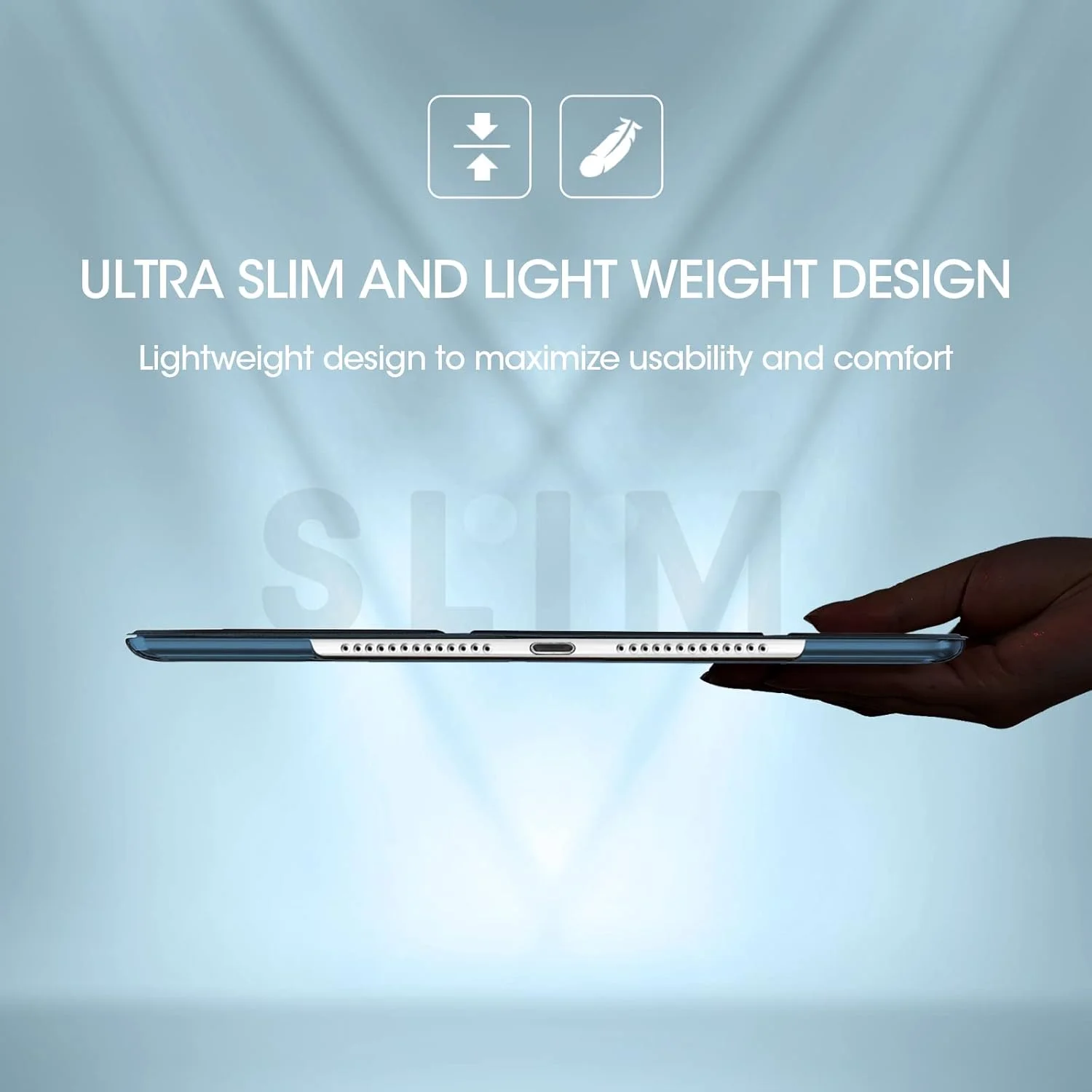 کاور باریک و هوشمند ProCase آیپد 10.2 اینچی نسل نهم 2021 / آیپد نسل هشتم 2020 / نسل هفتم 2019، با قابلیت استند و محافظ صفحه نمایش - سرمه ای