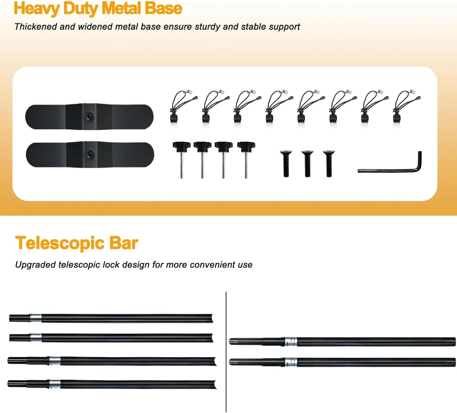 پایه بنر EMART، کیت پشتیبانی پس زمینه قابل تنظیم و سنگین 2.4x2.4 متری برای عکاسی، نمایشگاه تجاری، غرفه عکس
