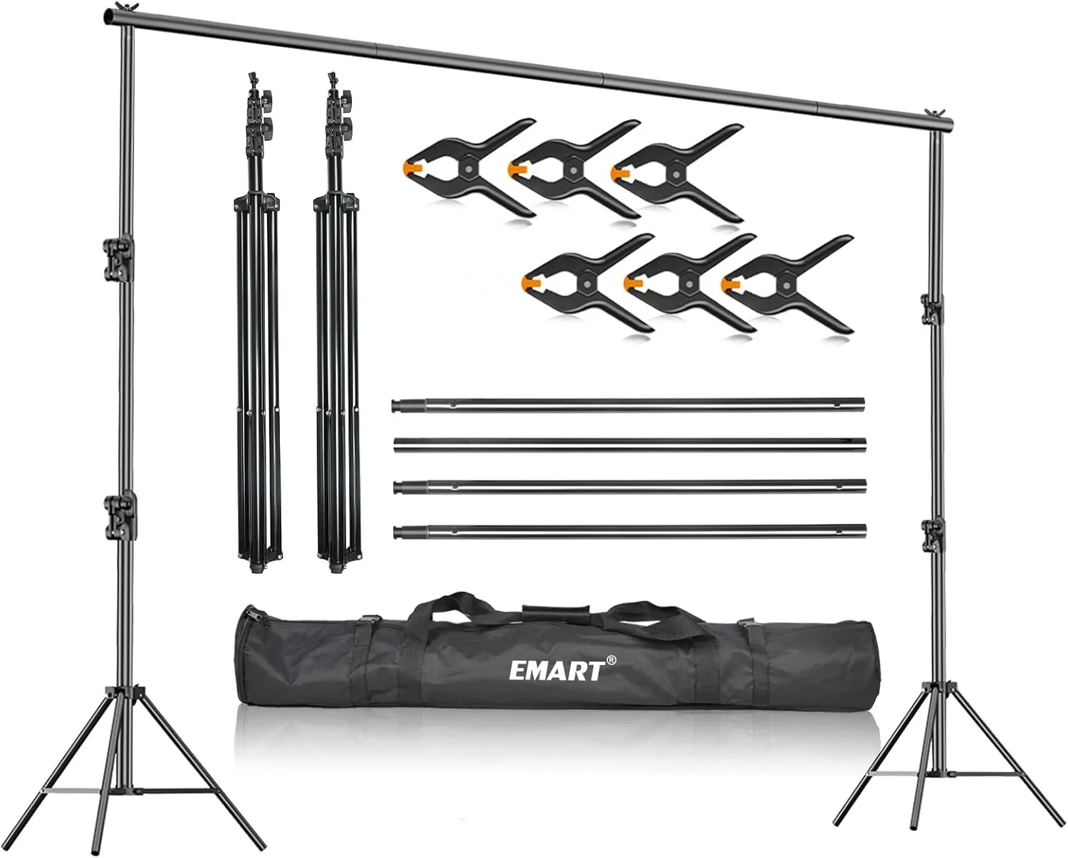 EMART Photo Video Studio Backdrop Stand, 9x10ft (2.8x3m) Heavy Duty Adjustable Photography Muslin Background Support System Kit