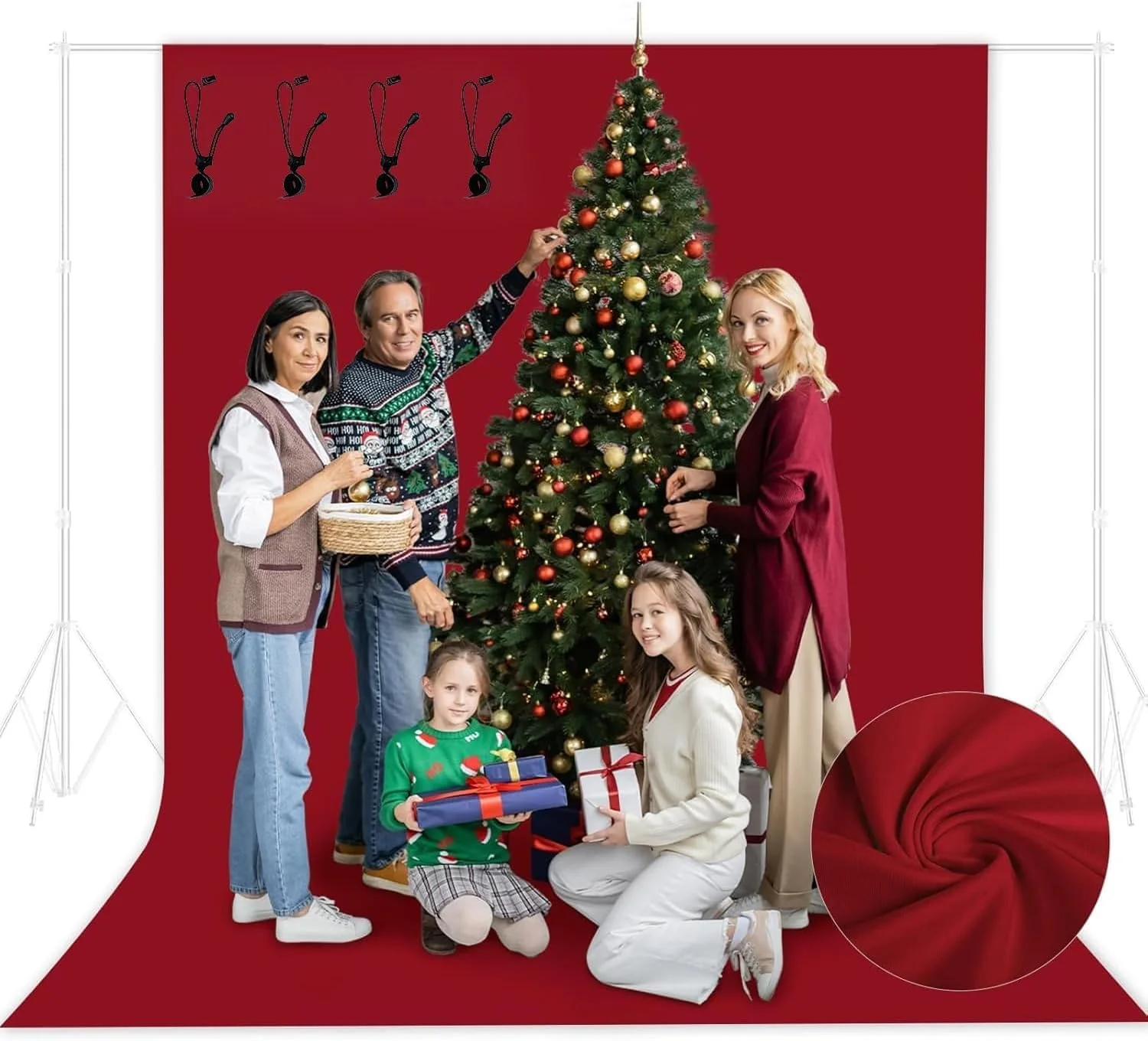 EMART Photo Red Backdrop Curtain, 6 x 9 ft Photography Red Background Fabric Cloth, Back Drops Pack for Photoshoot Party Birthday Events