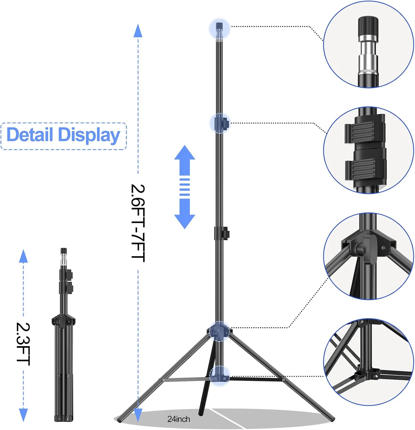 EMART Photo Video Studio Backdrop Stand Kit, 7x10ft (2.0x3.0m) Adjustable Photography Support System with Polyester Background(Black/White/Green Screen), Spring Clamps and Carry Bag for Photoshoot