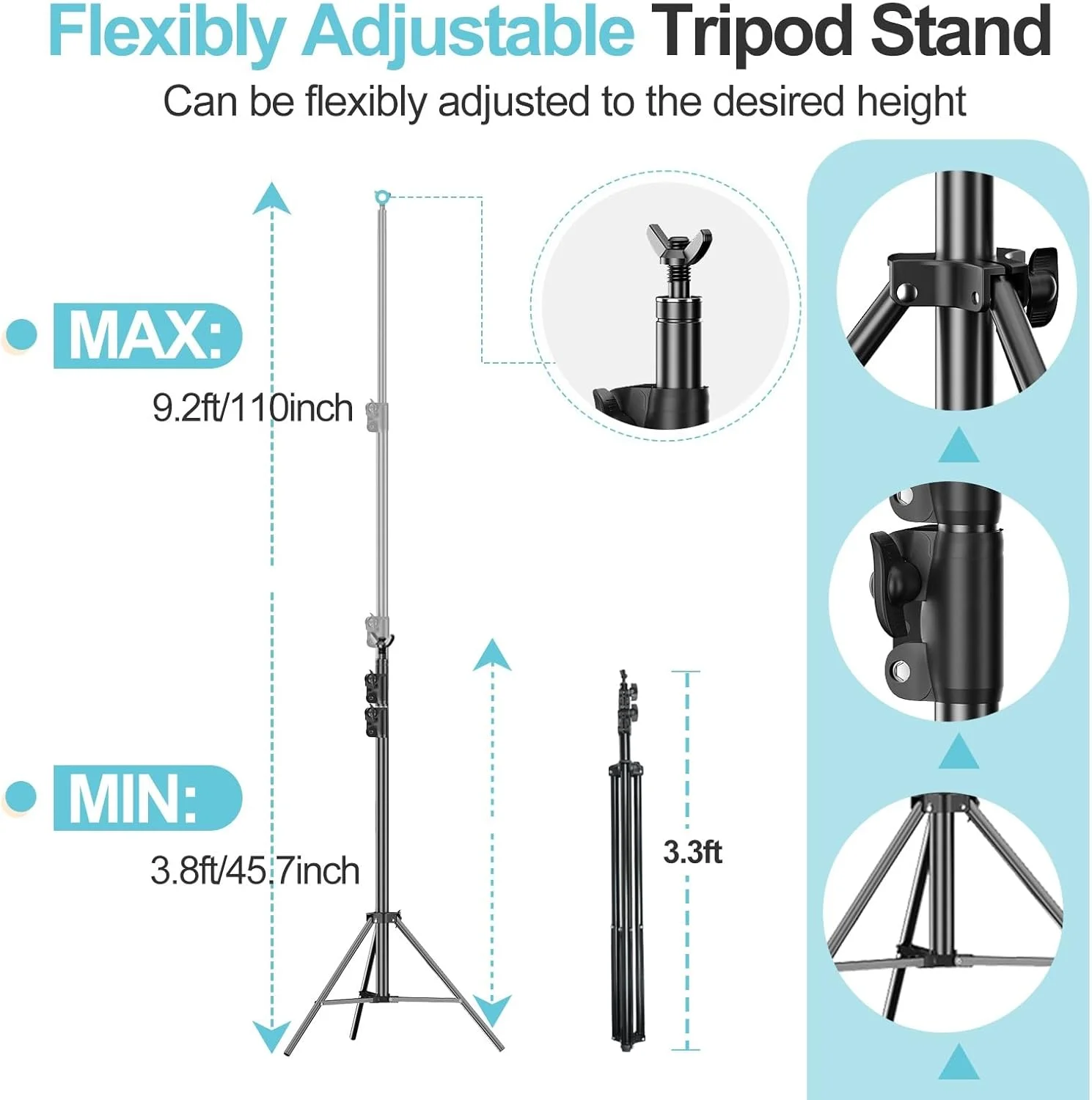 EMART Photo Video Studio Backdrop Stand, 9x10ft (2.8x3m) Heavy Duty Adjustable Photography Muslin Background Support System Kit